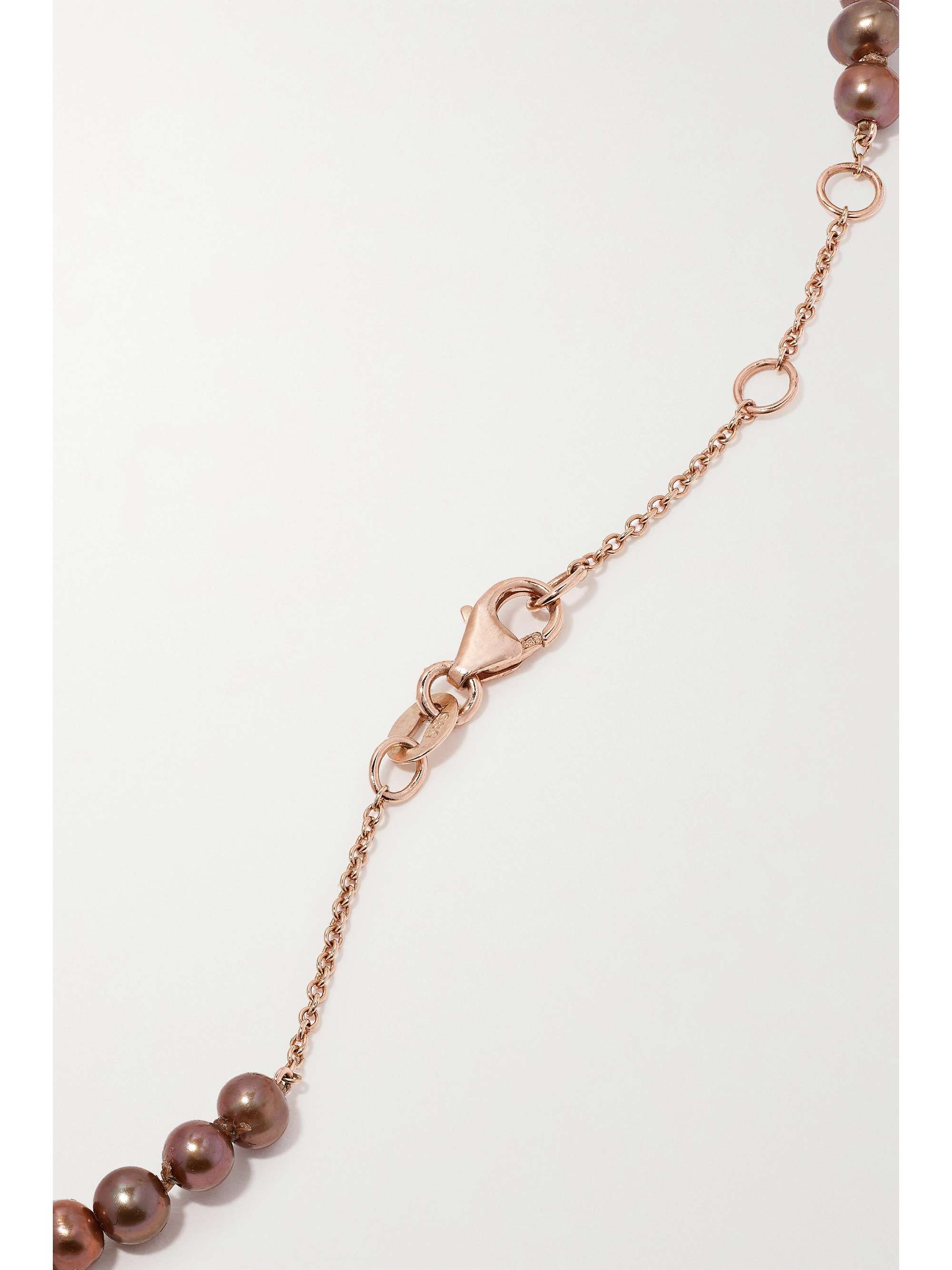 DIANE KORDAS 14-karat rose gold, pearl and diamond necklace