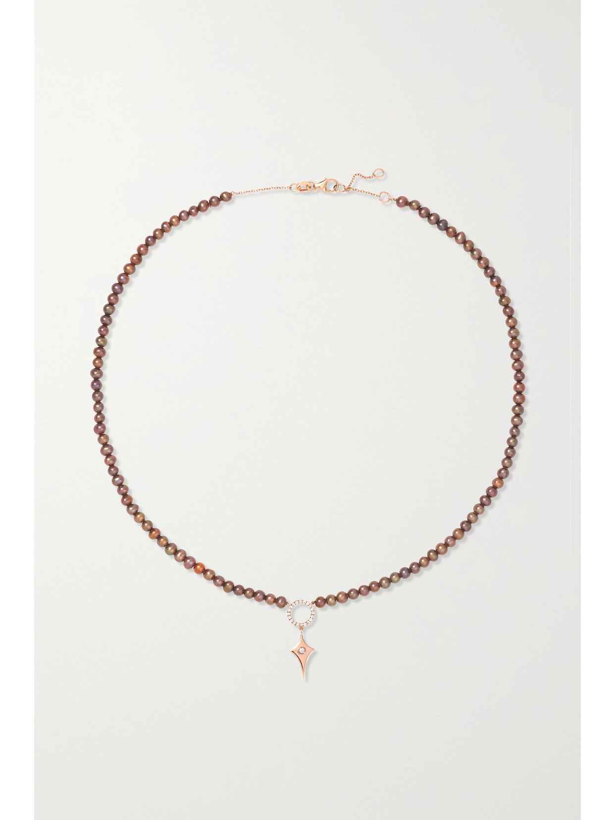 Diane Kordas 14-karat Rose Gold, Pearl And Diamond Necklace In Gold