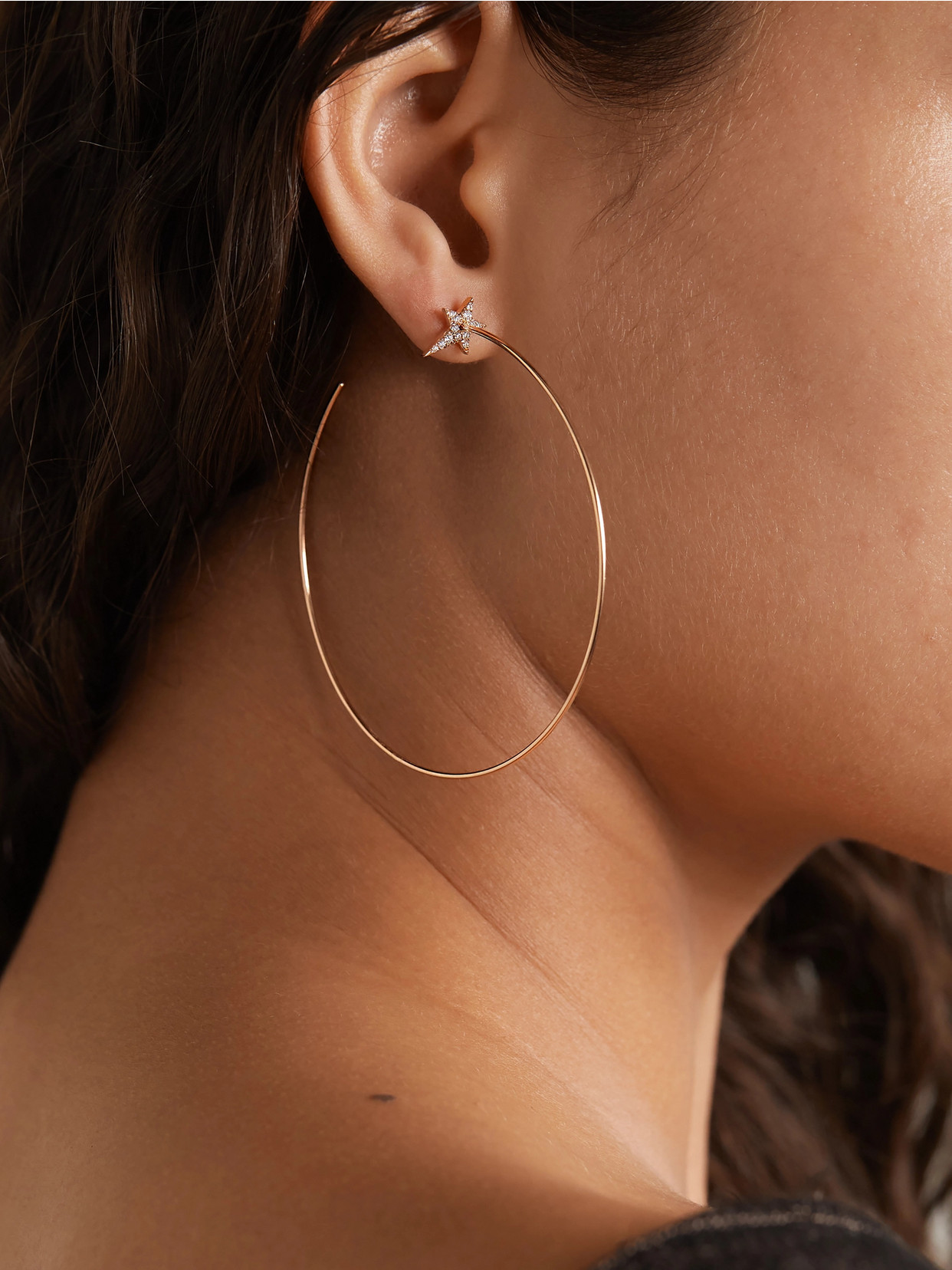 Shop Diane Kordas 18-karat Rose Gold Diamond Hoop Earrings