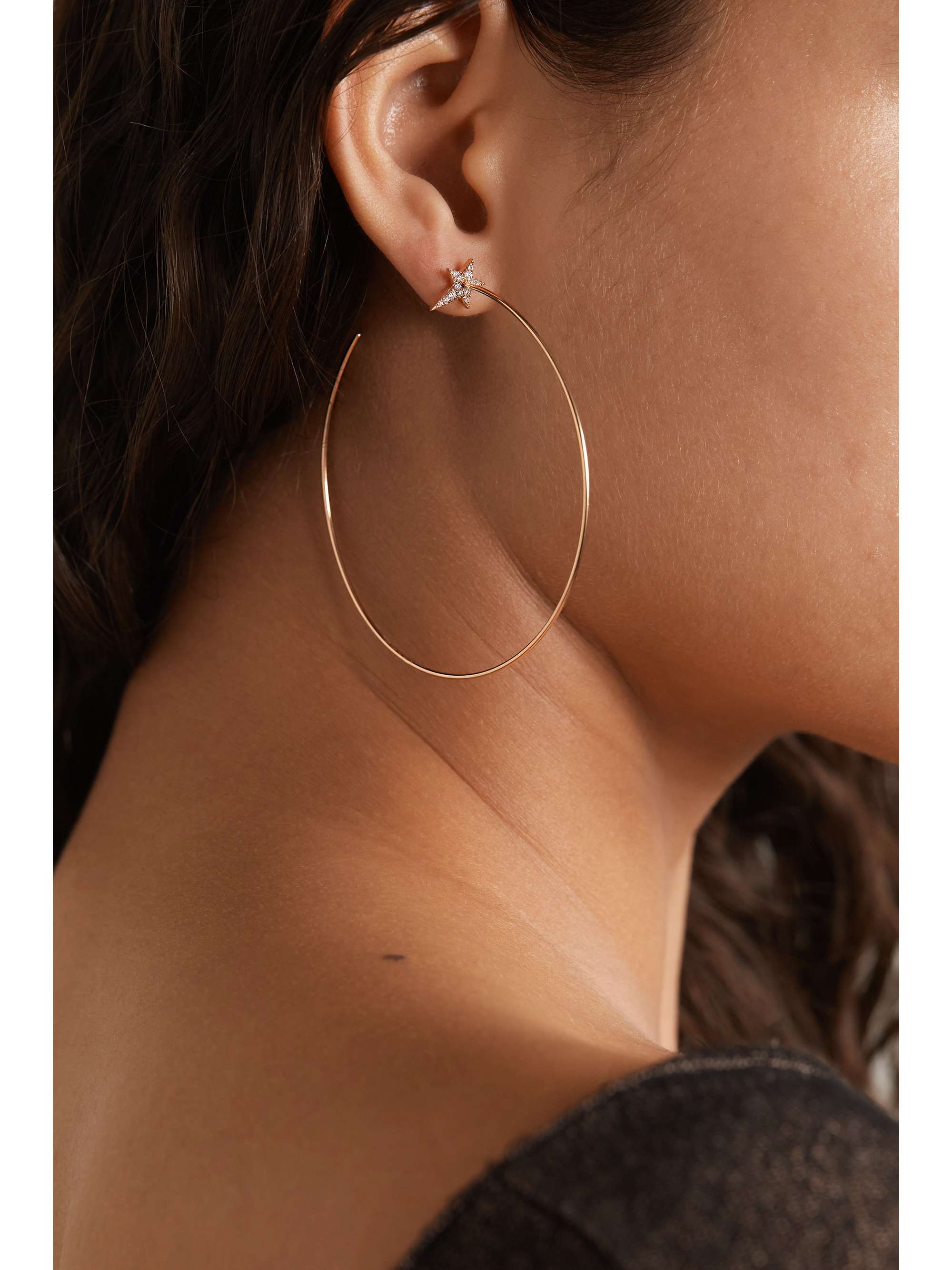 DIANE KORDAS 18-karat rose gold diamond hoop earrings