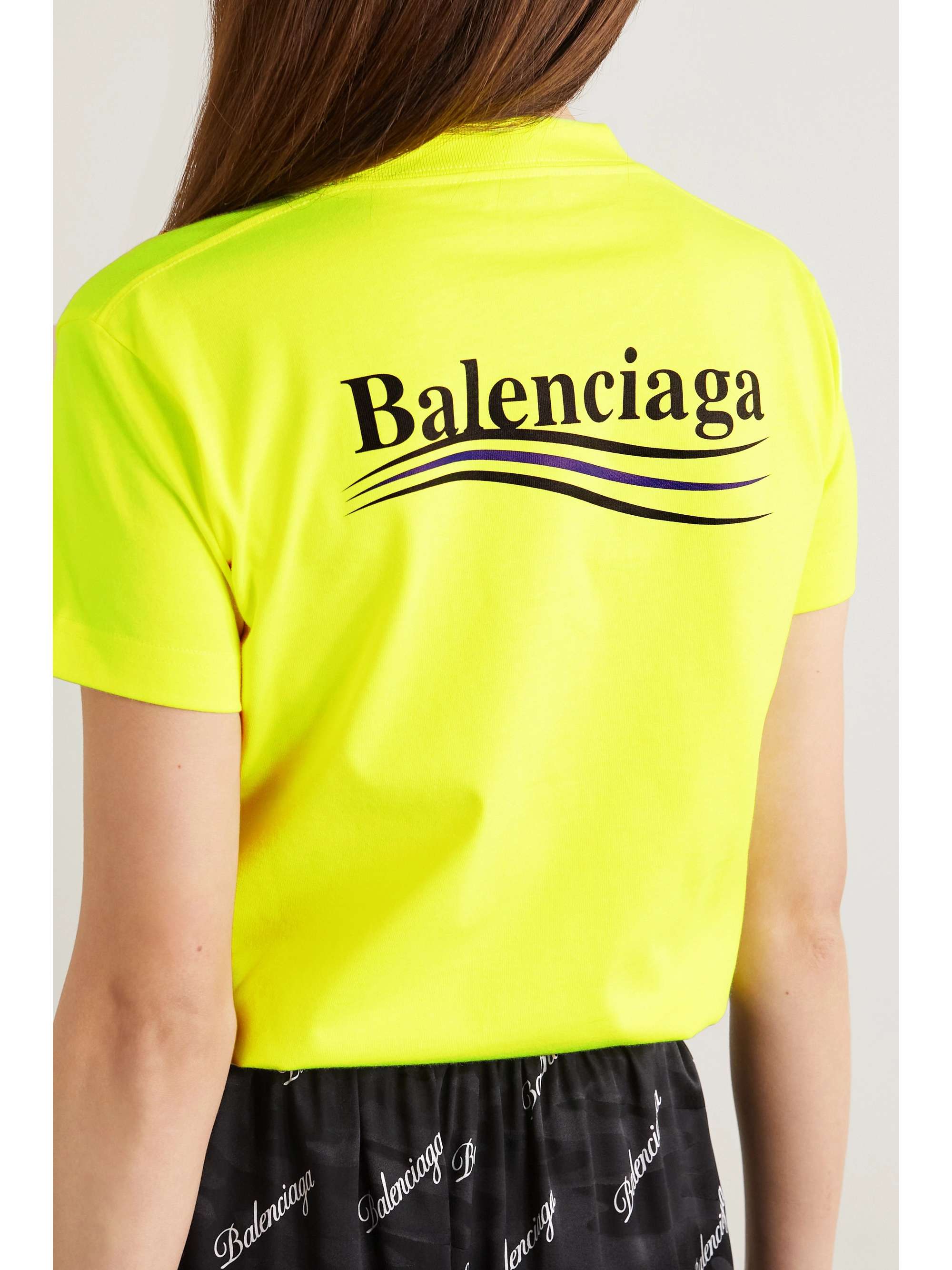 Balenciaga - Printed Neon Cotton-Jersey T-Shirt - Yellow - M - Net A Porter
