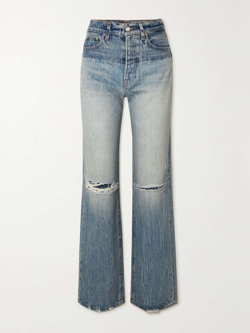 AMIRI Distressed High-rise Straight-leg Jeans