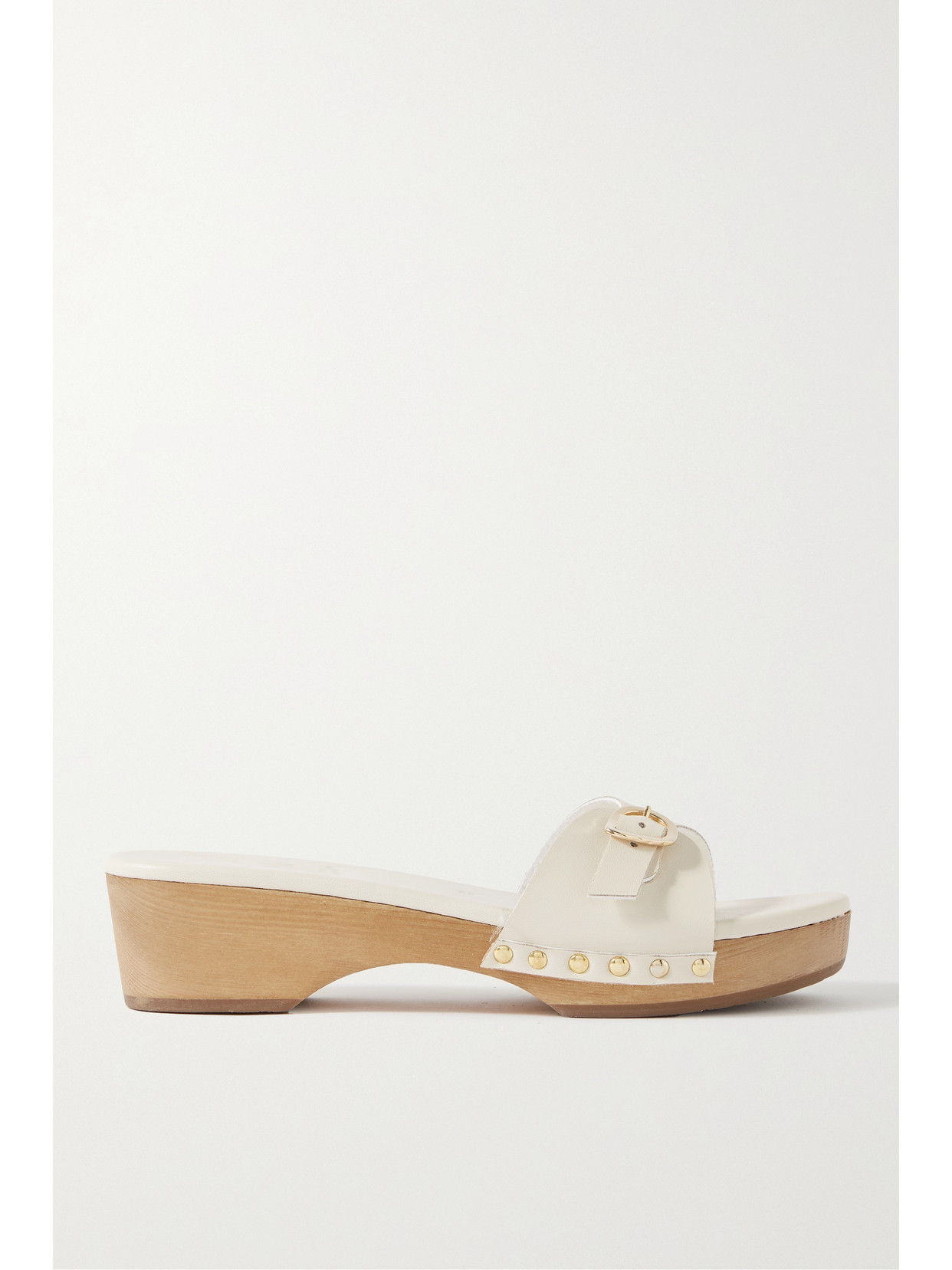 Ancient Greek Sandals Omonia Studded Leather Platform Clogs - Off-white