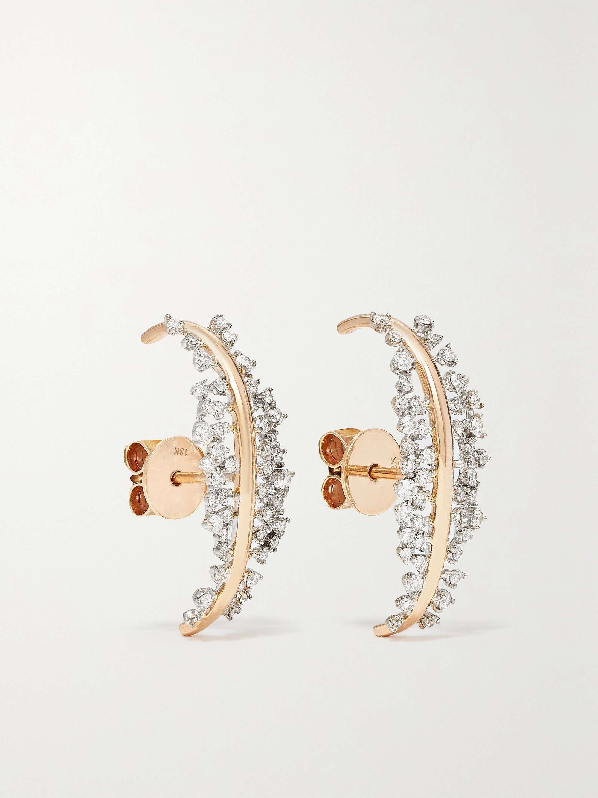 ANANYA Scatter 18karat rose and white gold diamond earrings NETAPORTER