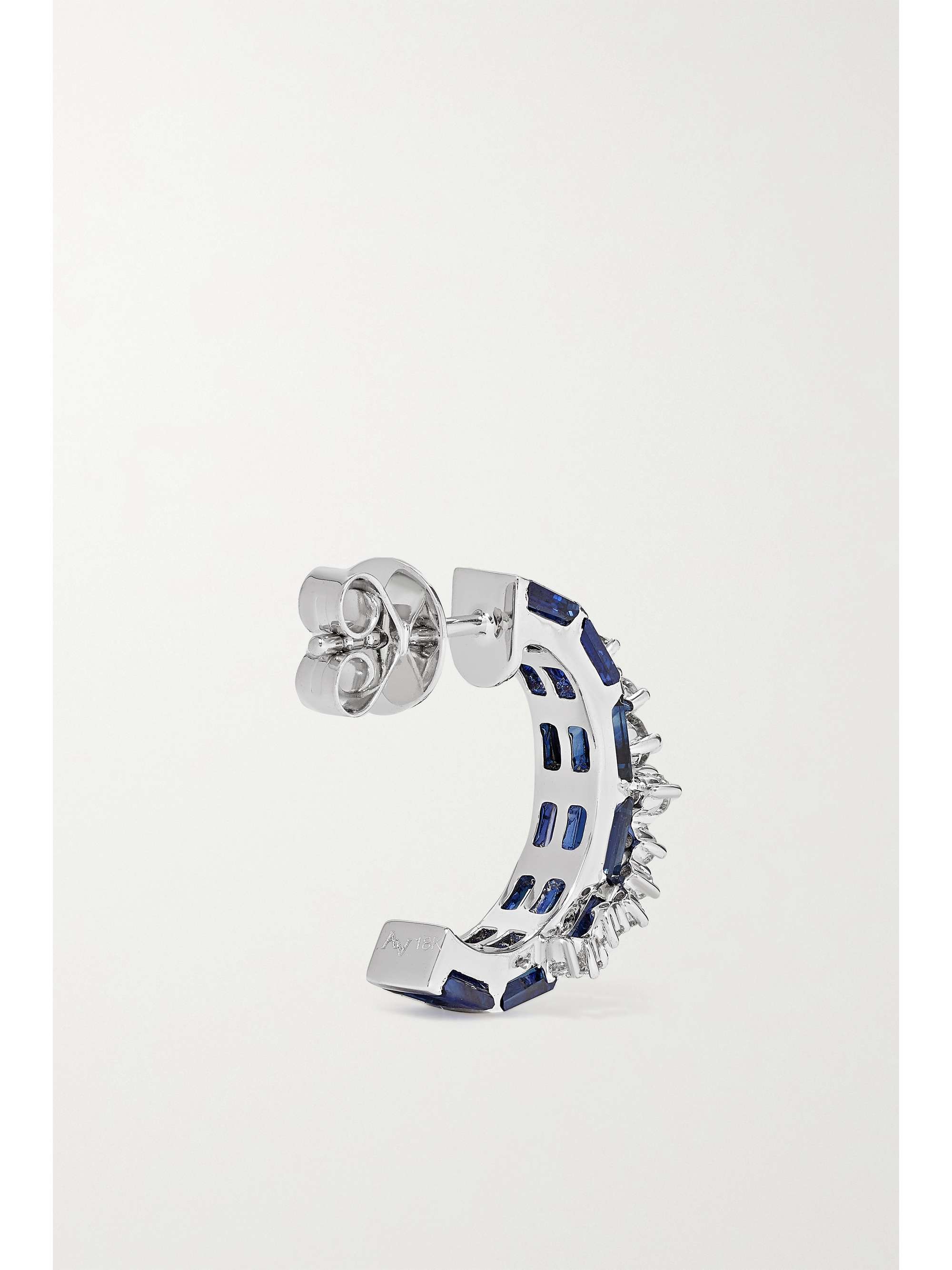 ANANYA 18-karat white gold, sapphire and diamond earrings