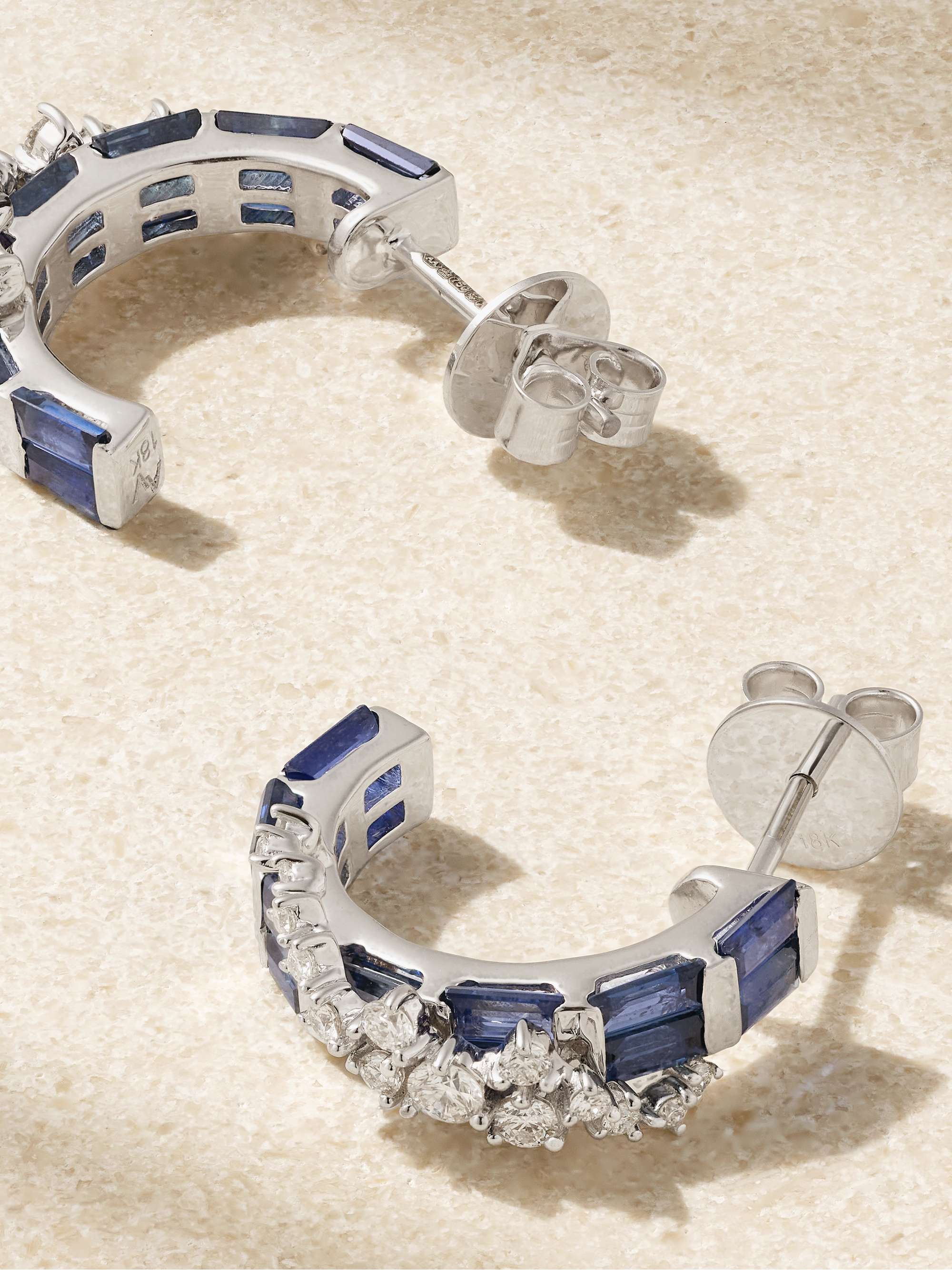 ANANYA 18-karat white gold, sapphire and diamond earrings