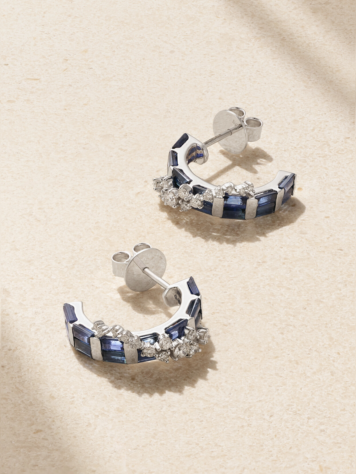 Ananya 18-karat White Gold, Sapphire And Diamond Earrings