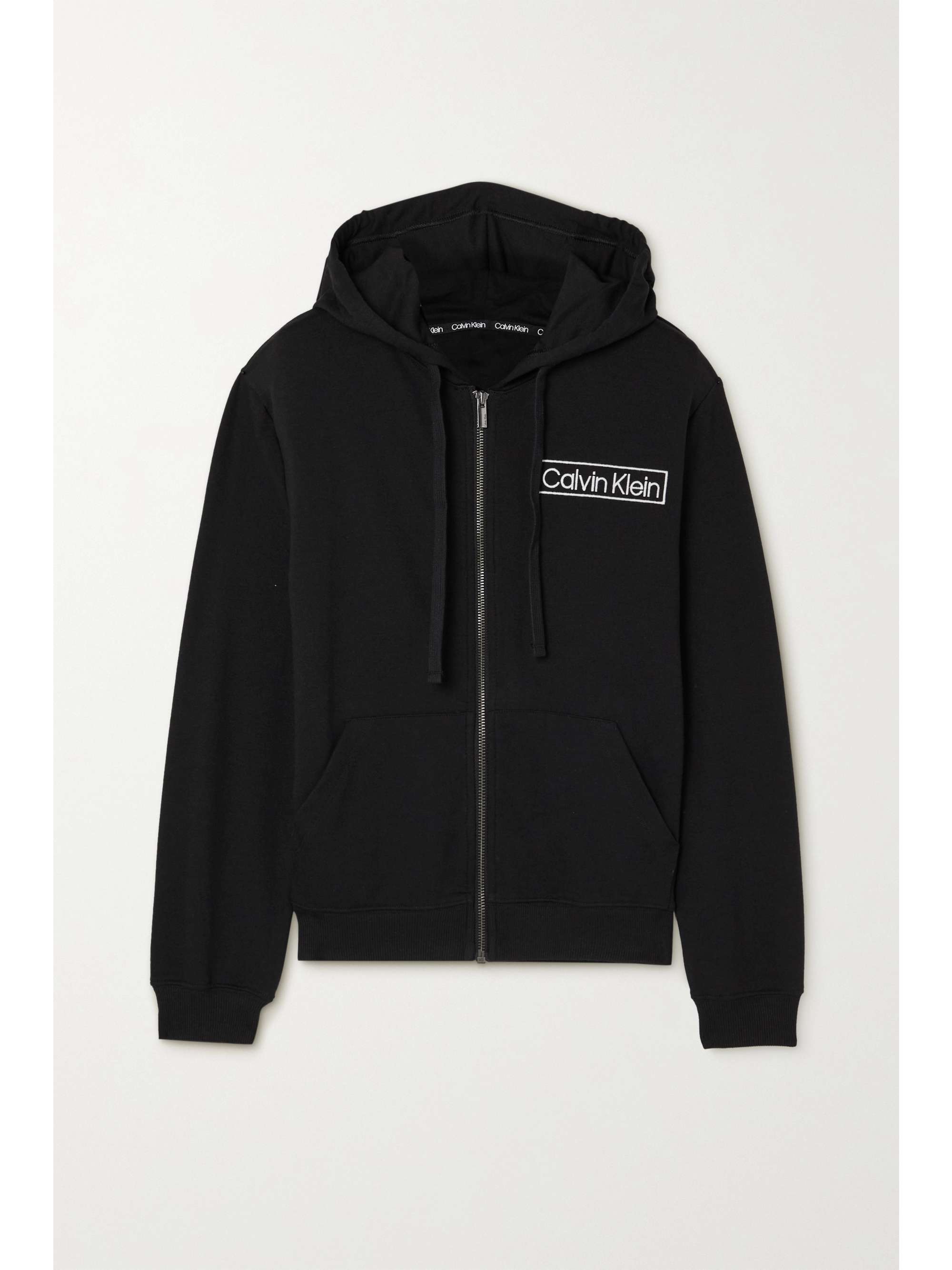 CALVIN KLEIN Reimagined Heritage embroidered cotton-blend jersey hoodie