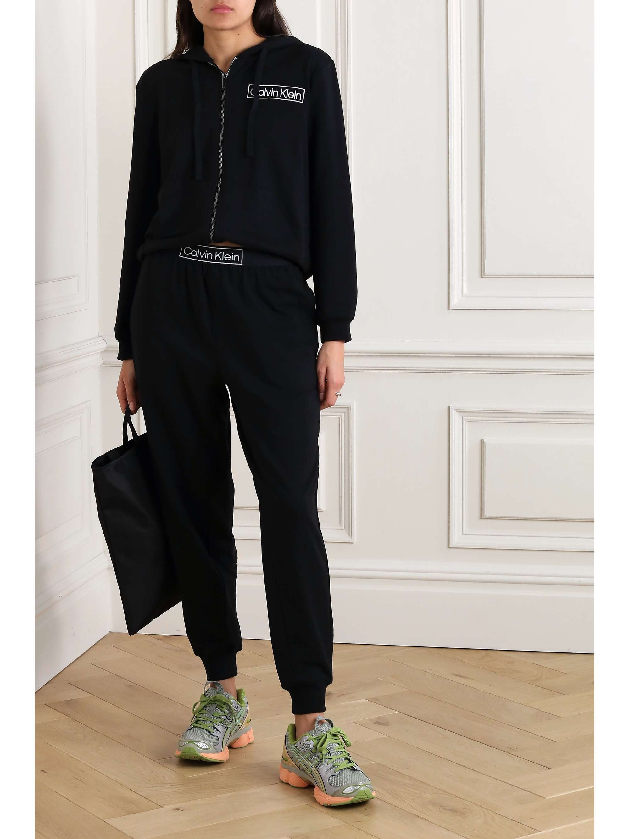 CALVIN KLEIN Reimagined Heritage embroidered cotton-blend jersey hoodie
