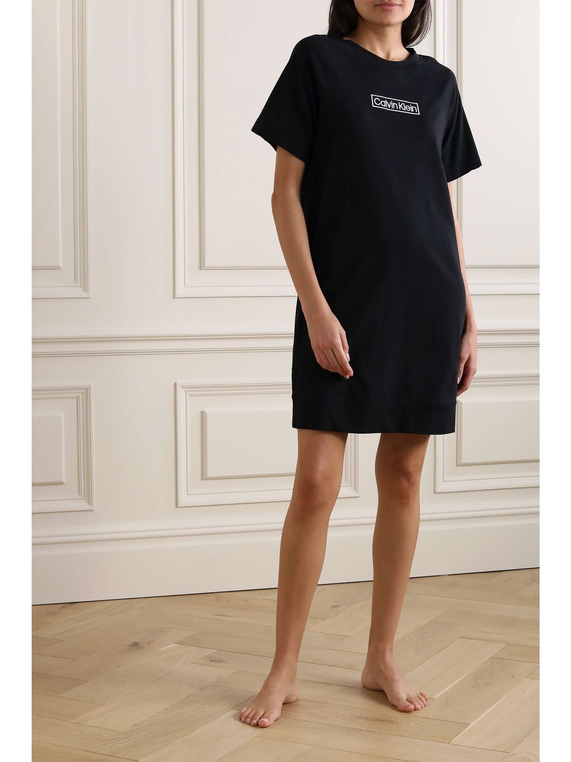 CALVIN KLEIN UNDERWEAR Reimagined Heritage embroidered cotton-blend jersey nightdress | NET-A-PORTER CALVIN KLEIN UNDERWEAR Reimagined Heritage embroidered cotton-blend jersey nightdress | NET-A-PORTER