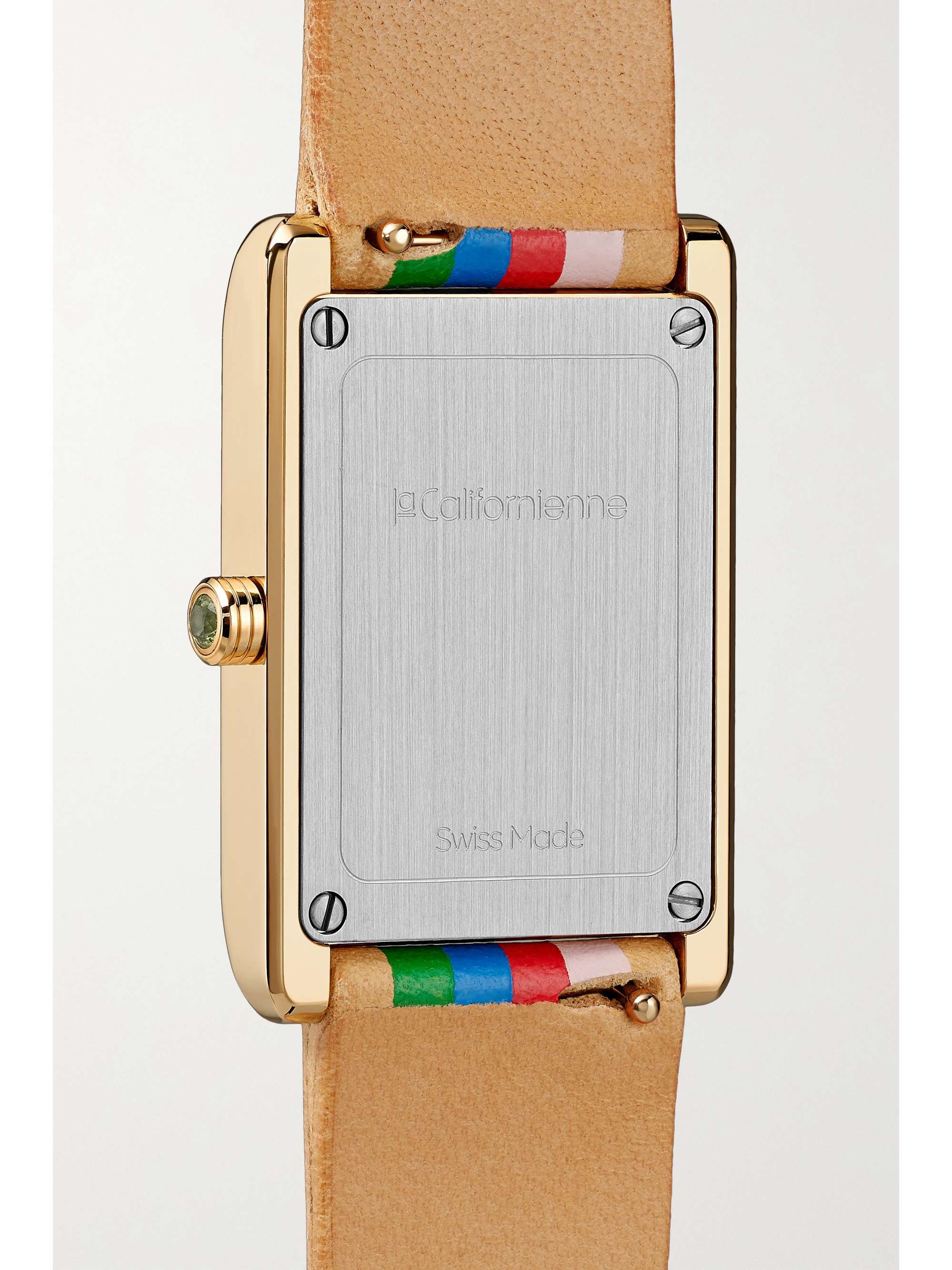LA CALIFORNIENNE Daybreak 24mm gold-plated striped leather watch