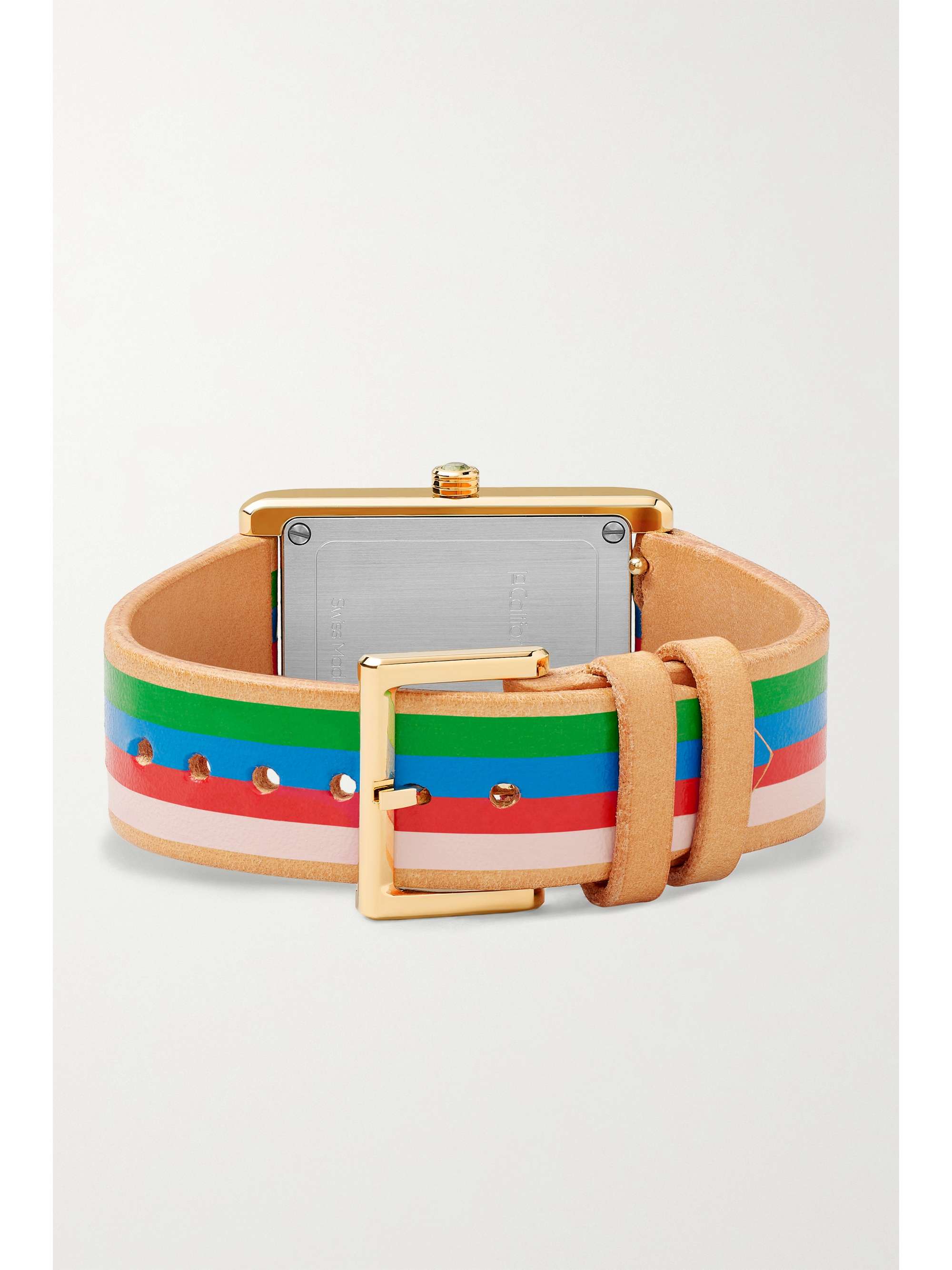 LA CALIFORNIENNE Daybreak 24mm gold-plated striped leather watch