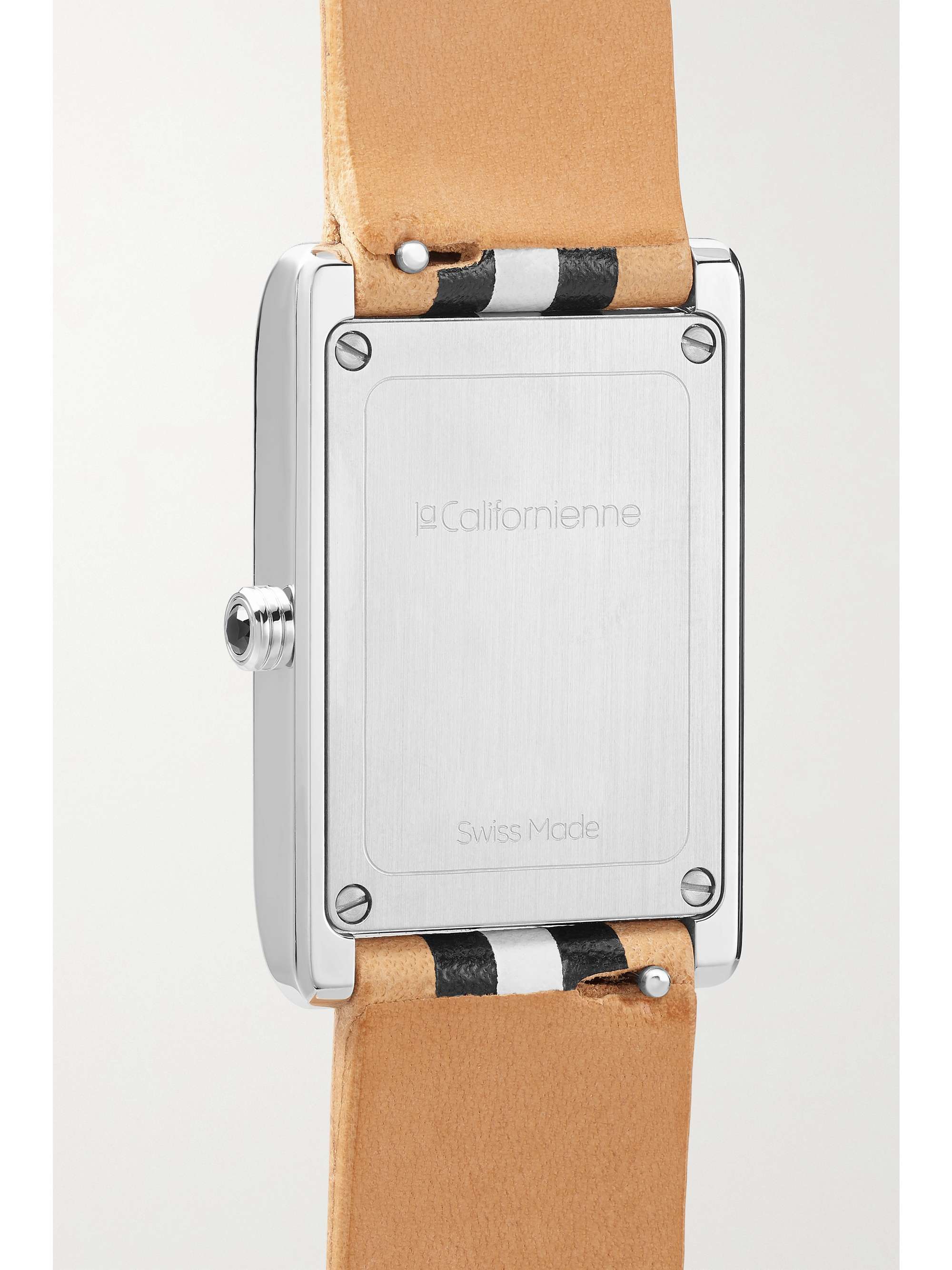 LA CALIFORNIENNE Daybreak 24mm gold-plated striped leather watch