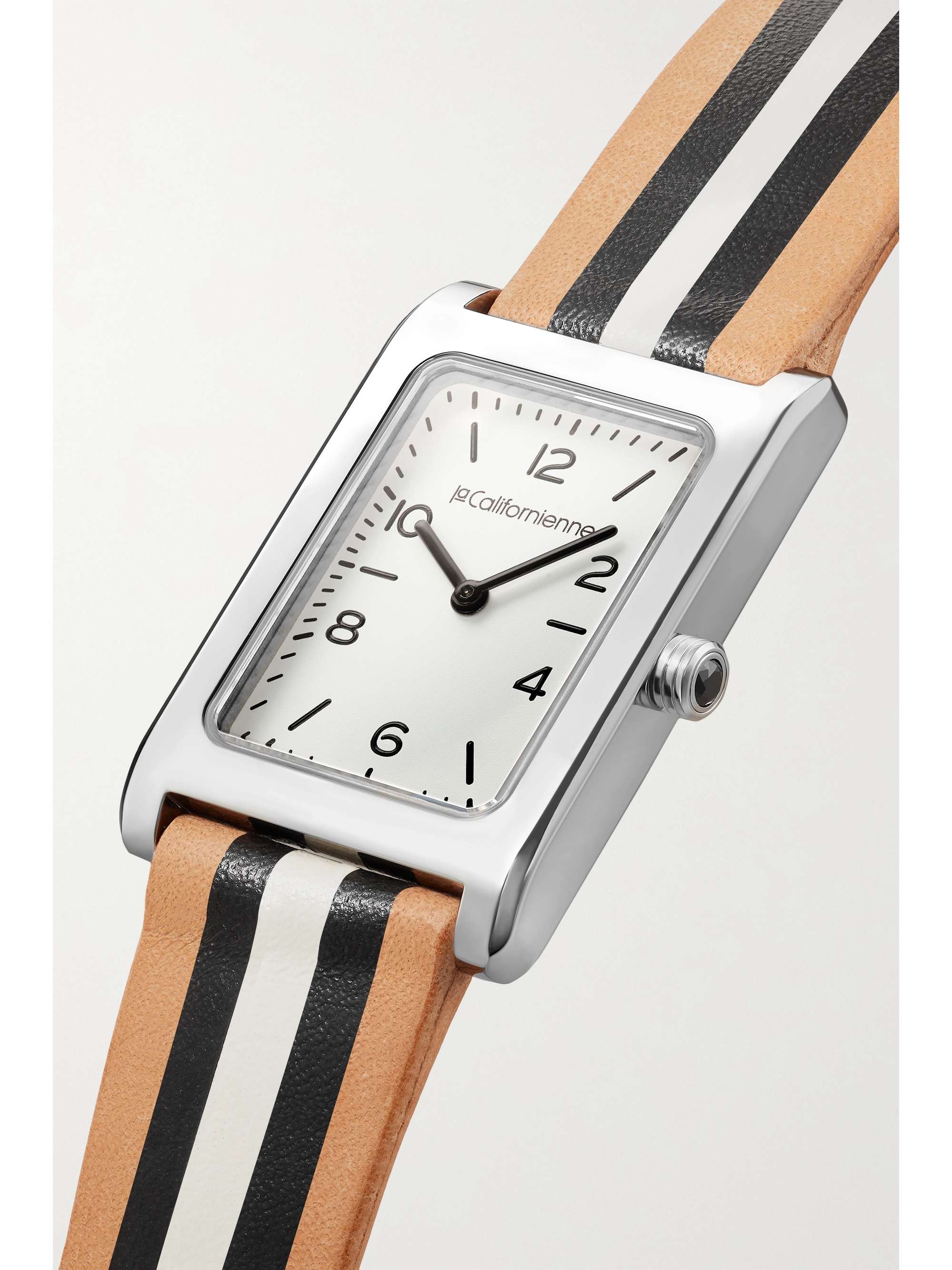 LA CALIFORNIENNE Daybreak 24mm gold-plated striped leather watch