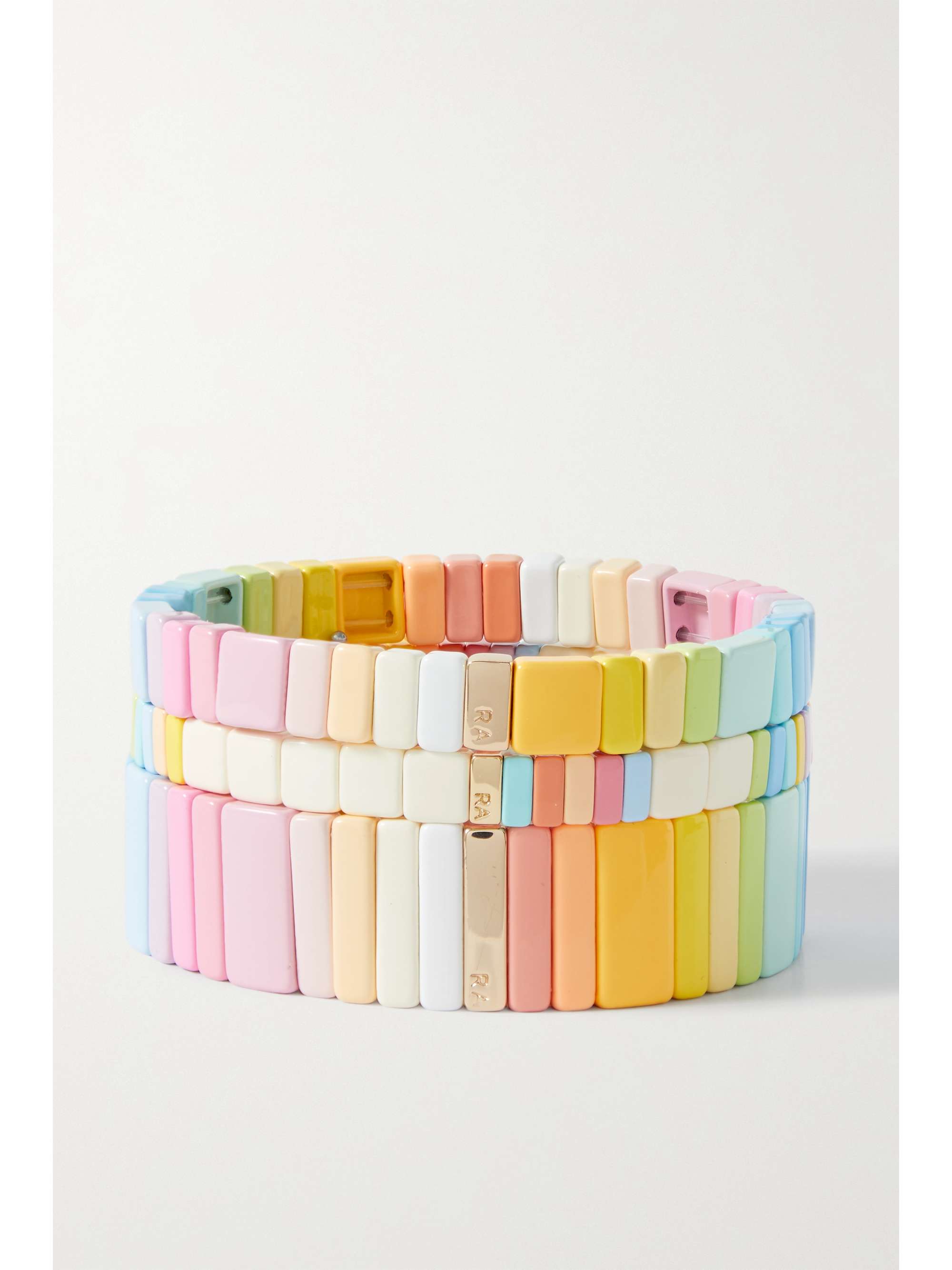 ROXANNE ASSOULIN Cherry Bomb set of three enamel and gold-tone bracelets