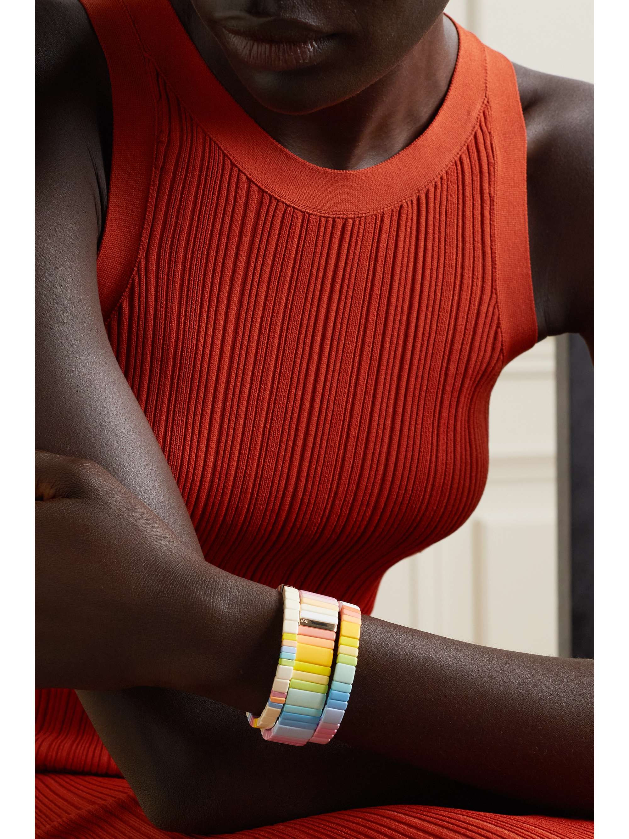 ROXANNE ASSOULIN Cherry Bomb set of three enamel and gold-tone bracelets