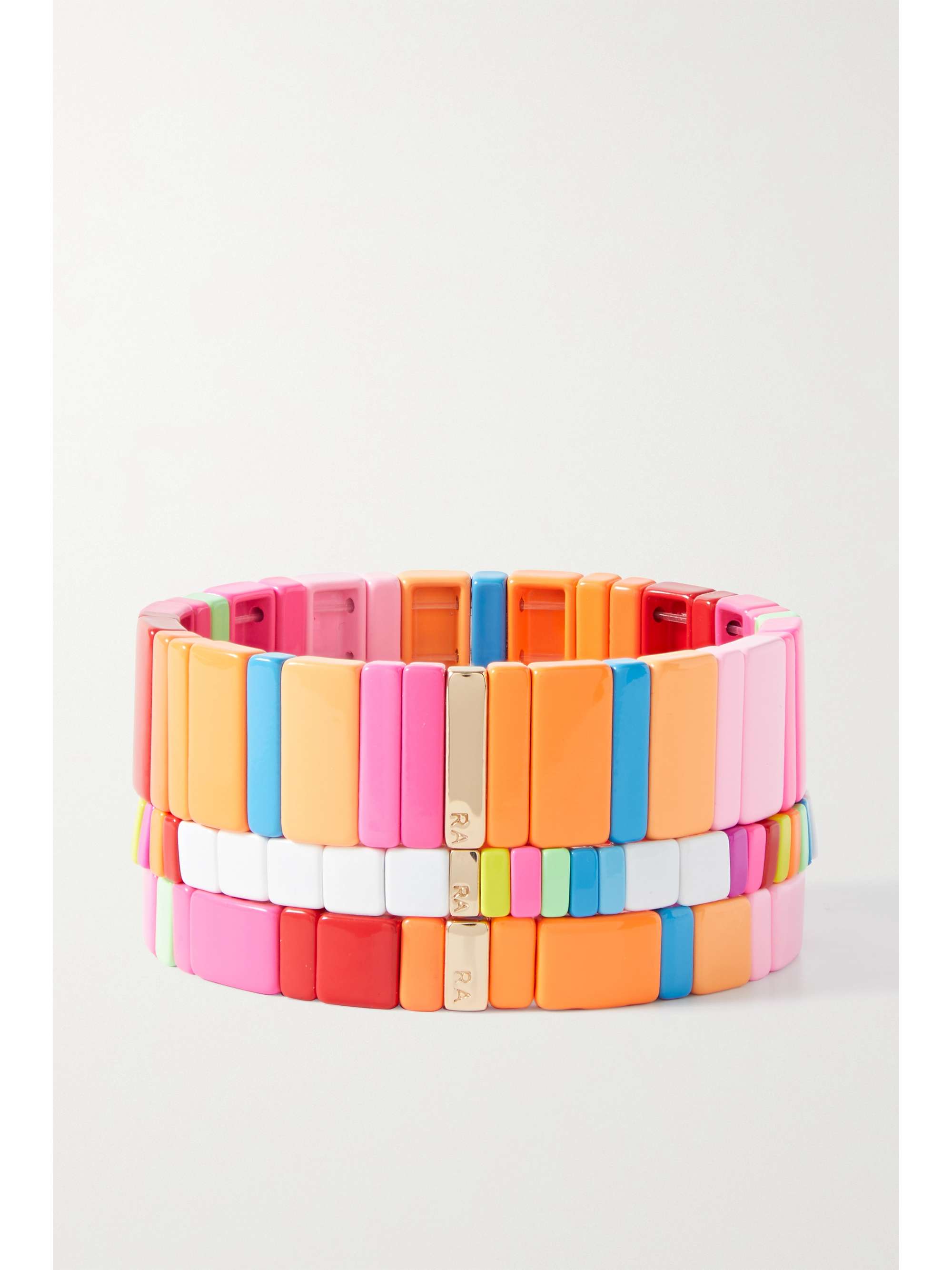ROXANNE ASSOULIN Cherry Bomb set of three enamel and gold-tone bracelets