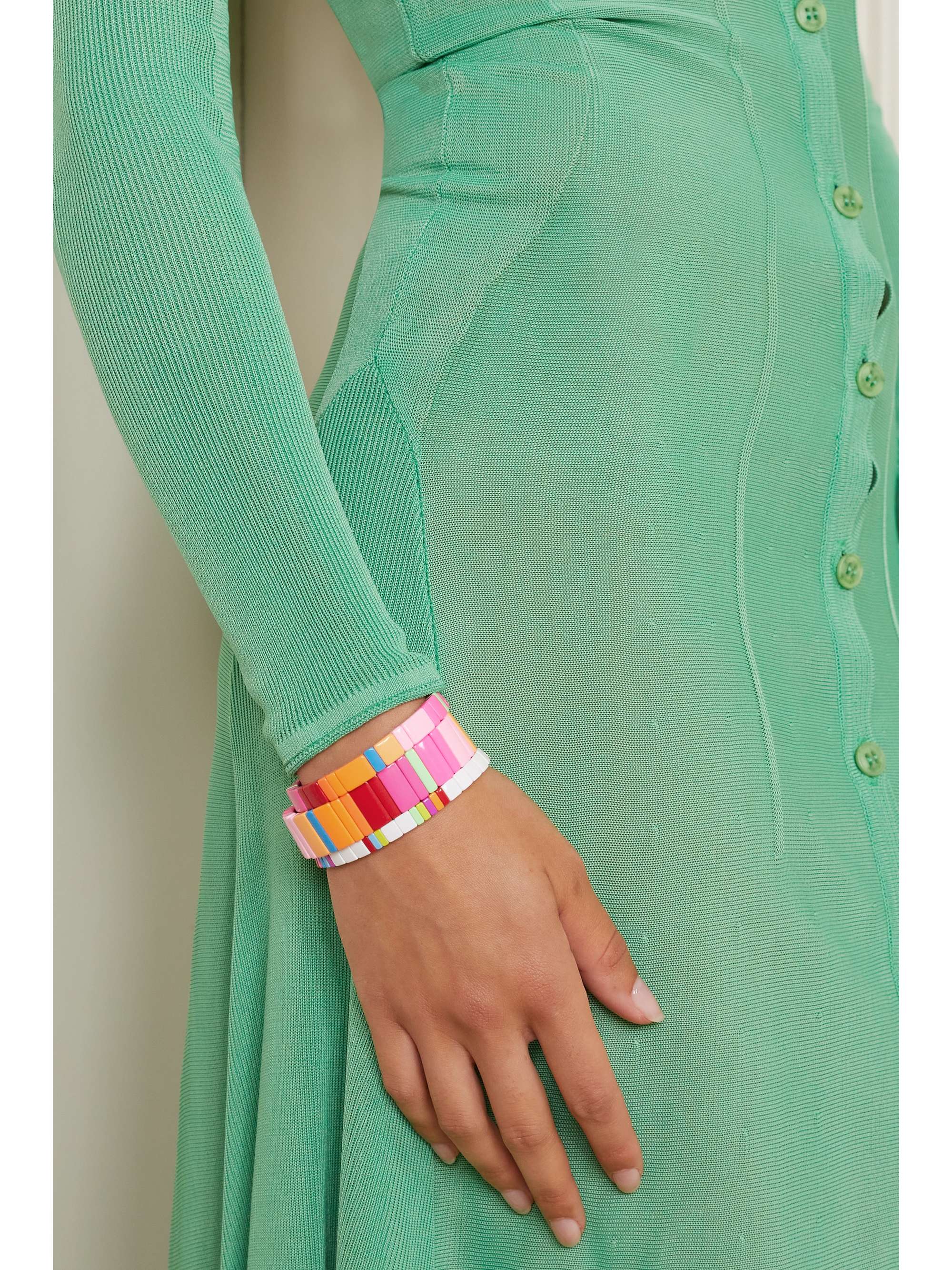 ROXANNE ASSOULIN Cherry Bomb set of three enamel and gold-tone bracelets