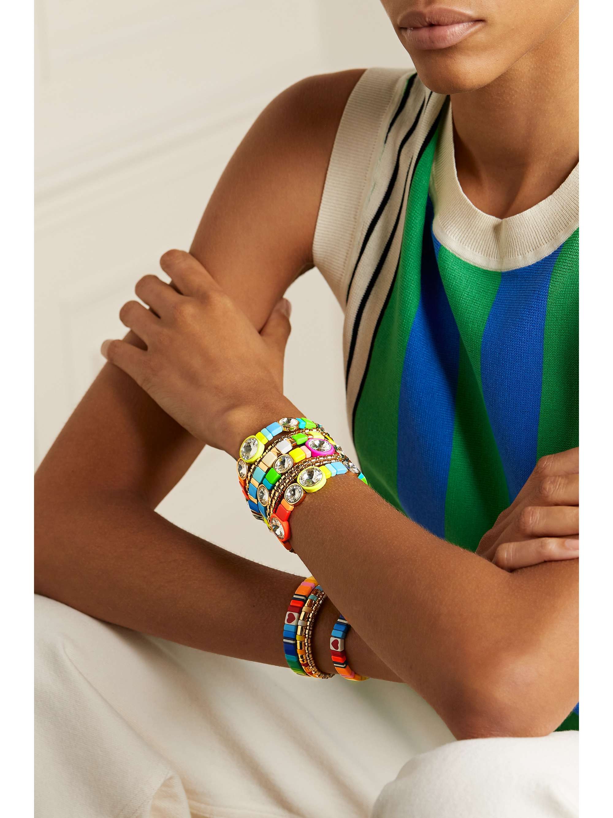 ROXANNE ASSOULIN Hip Hop But Not set of three gold-tone and crystal beaded bracelets