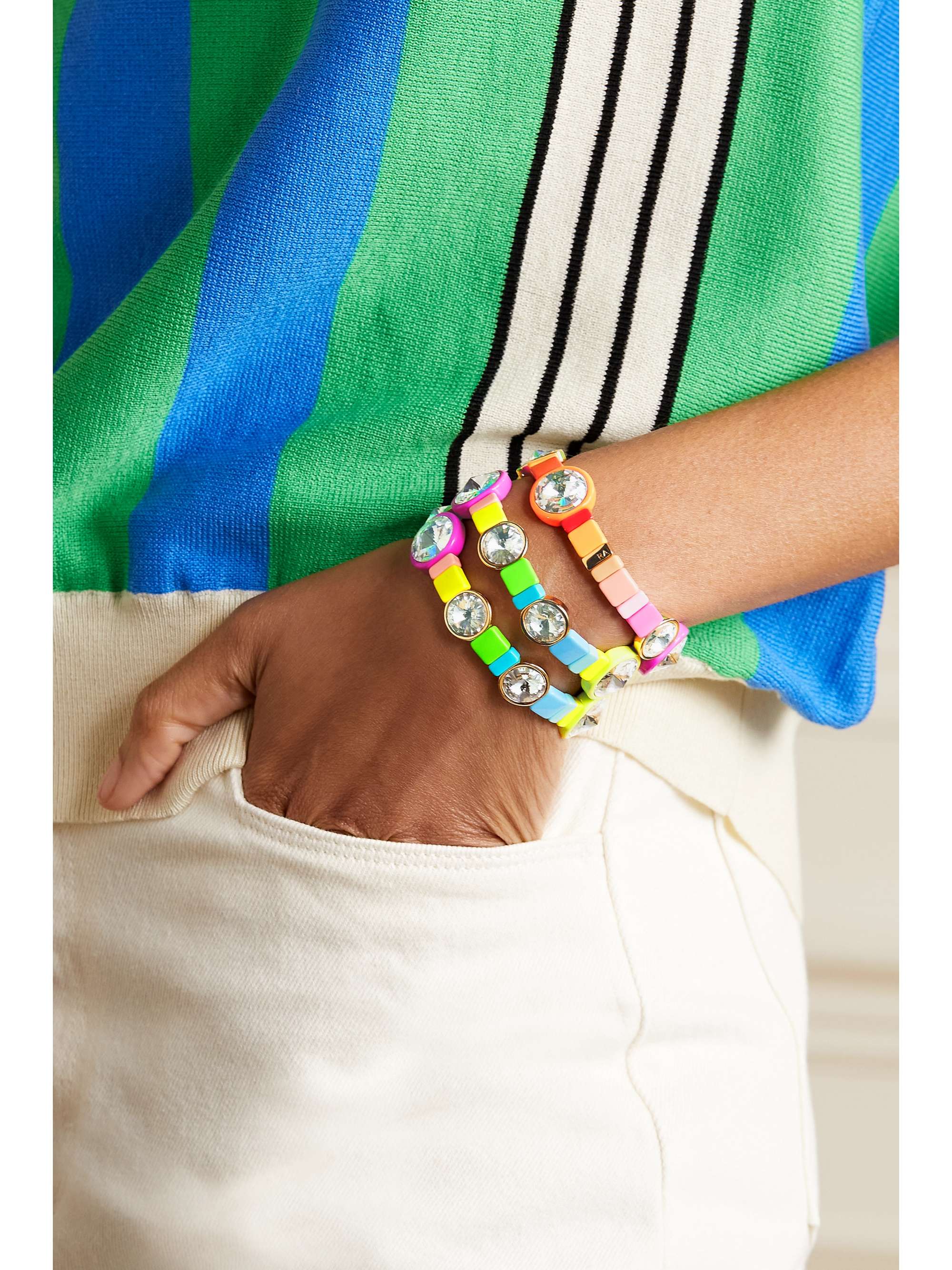 ROXANNE ASSOULIN Hip Hop But Not set of three gold-tone and crystal beaded bracelets