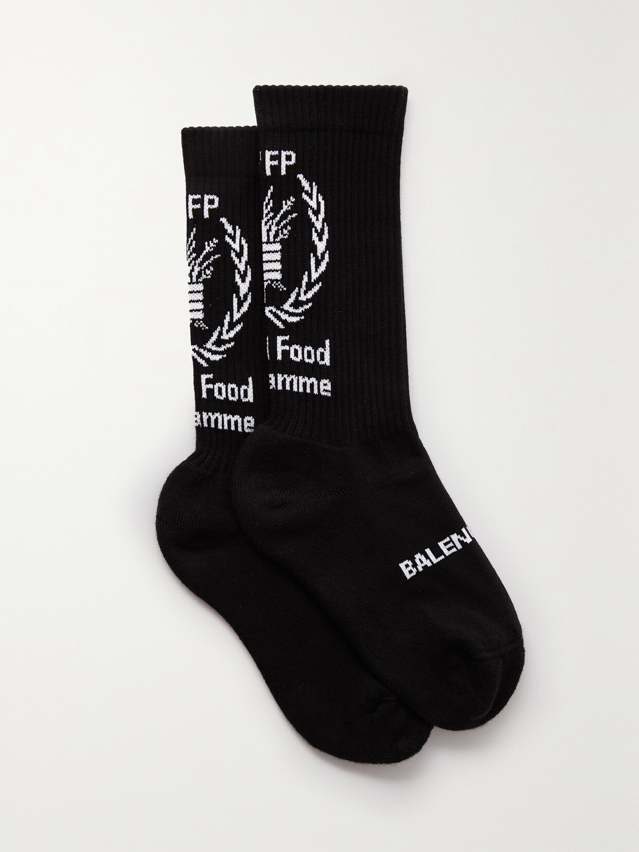 Shop Balenciaga Ribbed Intarsia Cotton-blend Socks In Black