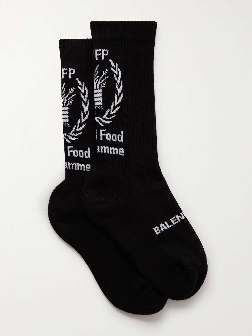 Balenciaga Ribbed Intarsia Cotton-blend Socks