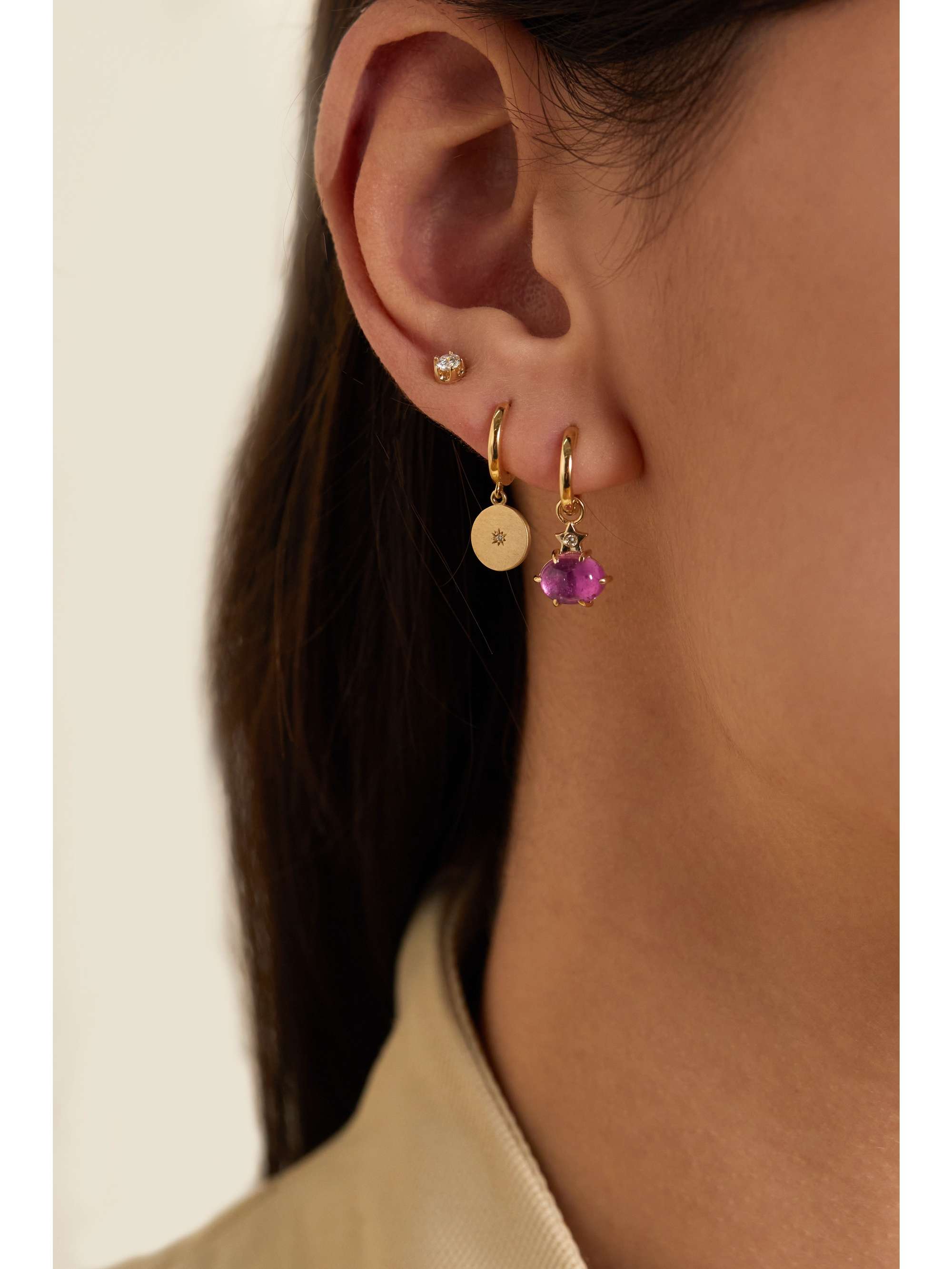 ANDREA FOHRMAN 14-karat gold diamond single earring