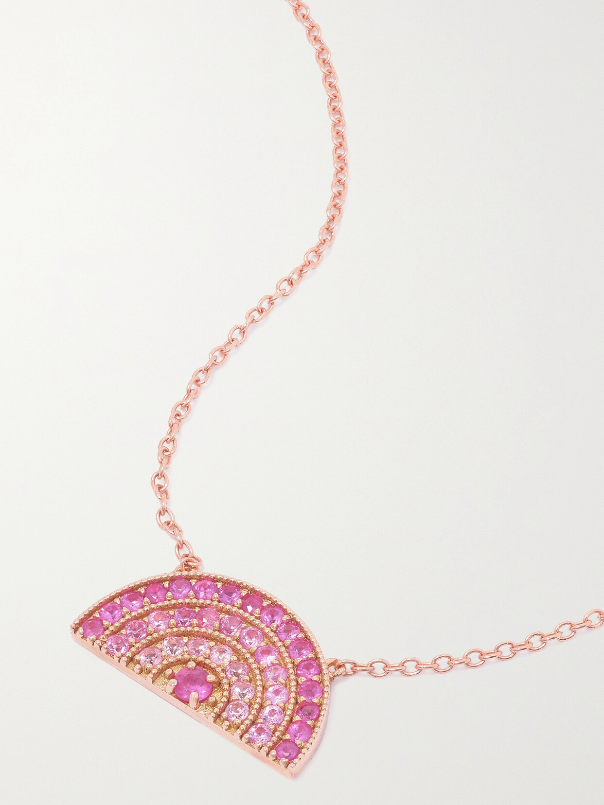 Andrea Fohrman - Rainbow 14-karat Rose Gold Sapphire Necklace - One size
