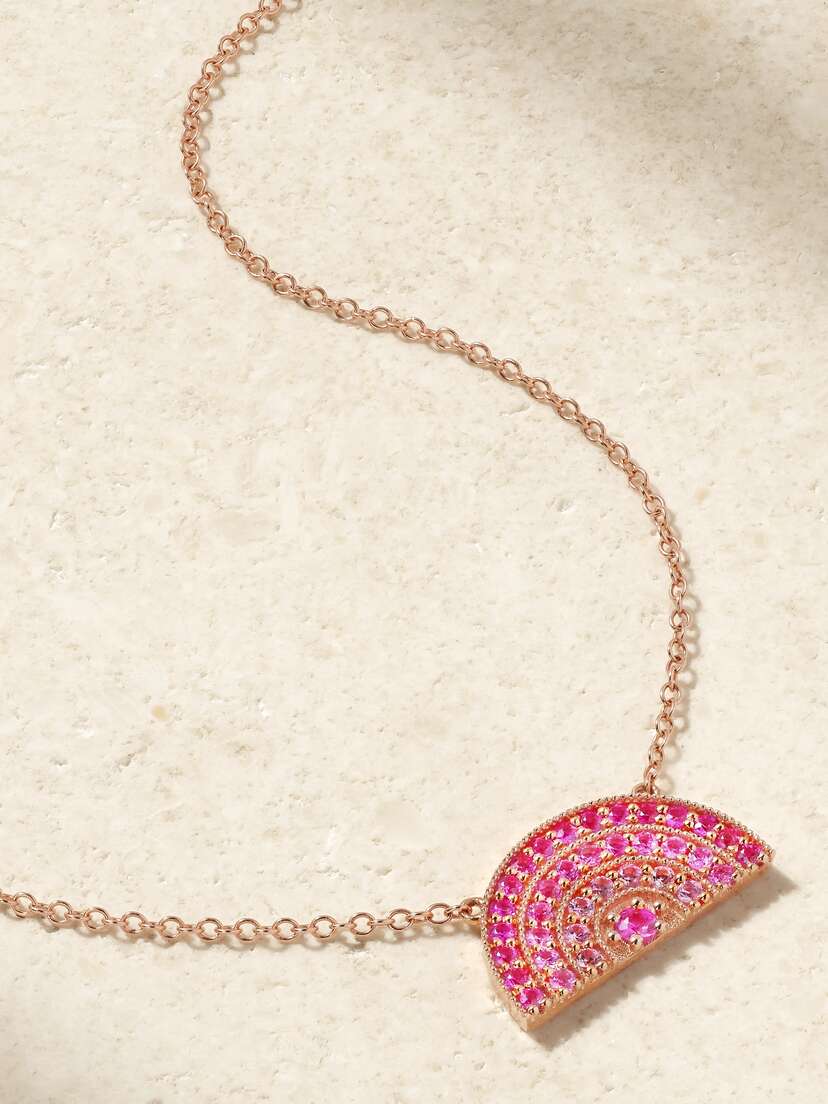 Andrea Fohrman Rainbow 14-karat Rose Gold Sapphire Necklace