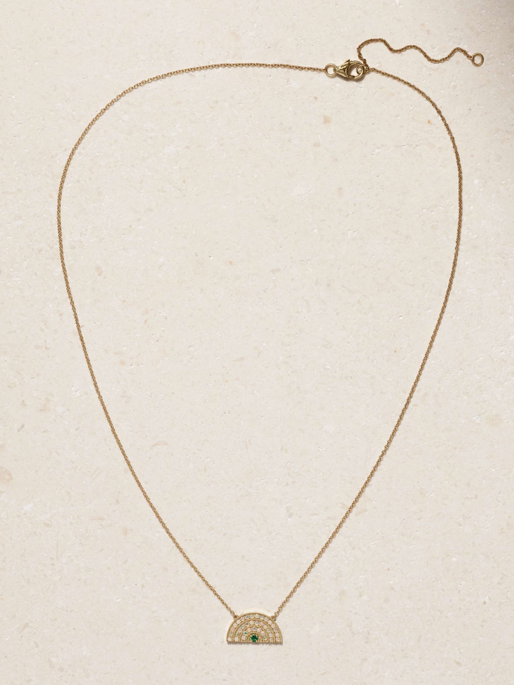 ANDREA FOHRMAN Rainbow 14-karat gold, opal and emerald necklace