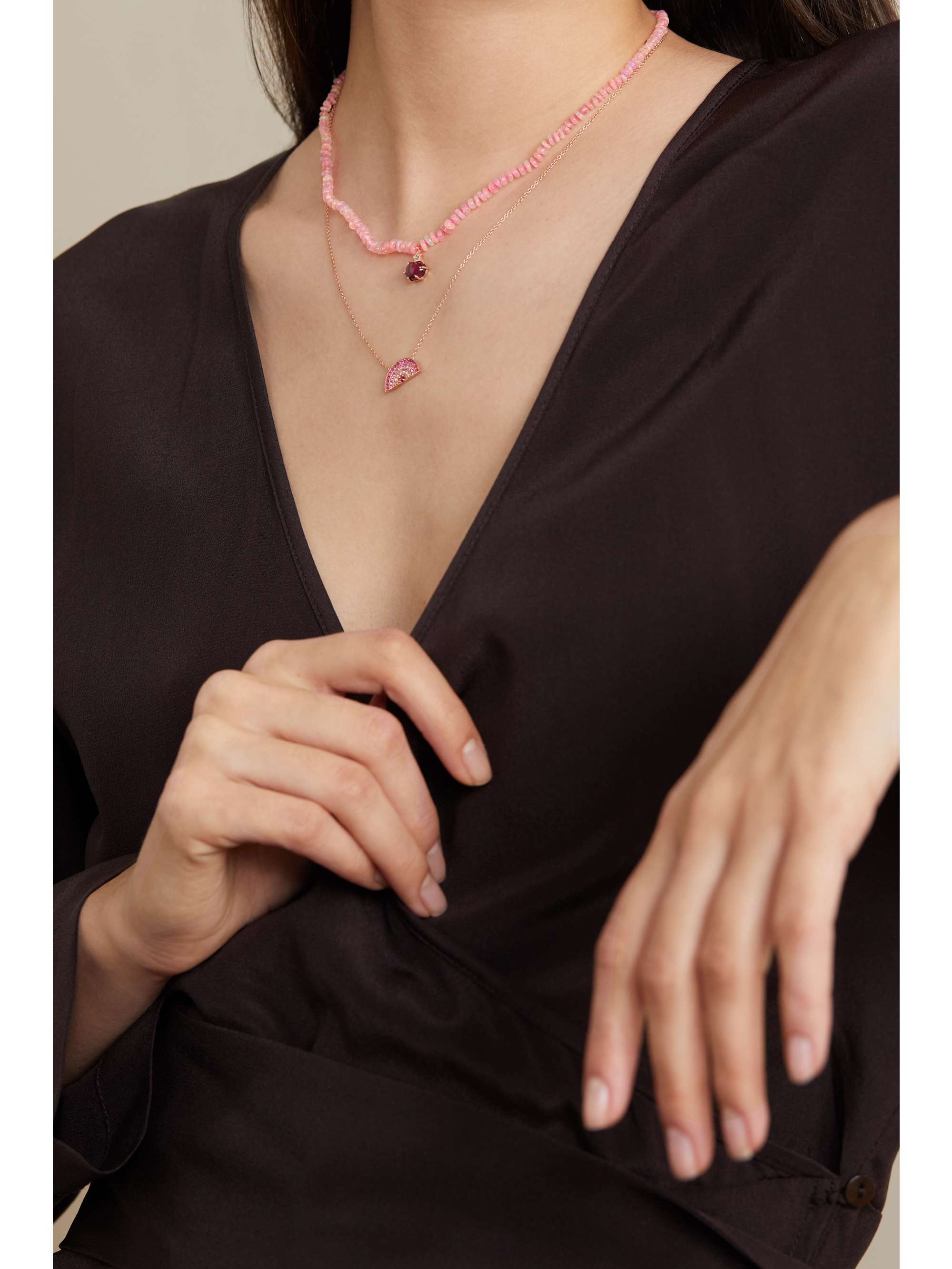 ANDREA FOHRMAN Mini Cosmo 14-karat rose gold multi-stone necklace
