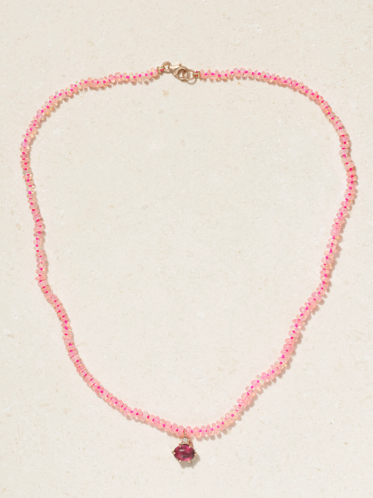 Andrea Fohrman Mini Cosmo 14-karat Rose Gold Multi-stone Necklace In Pink