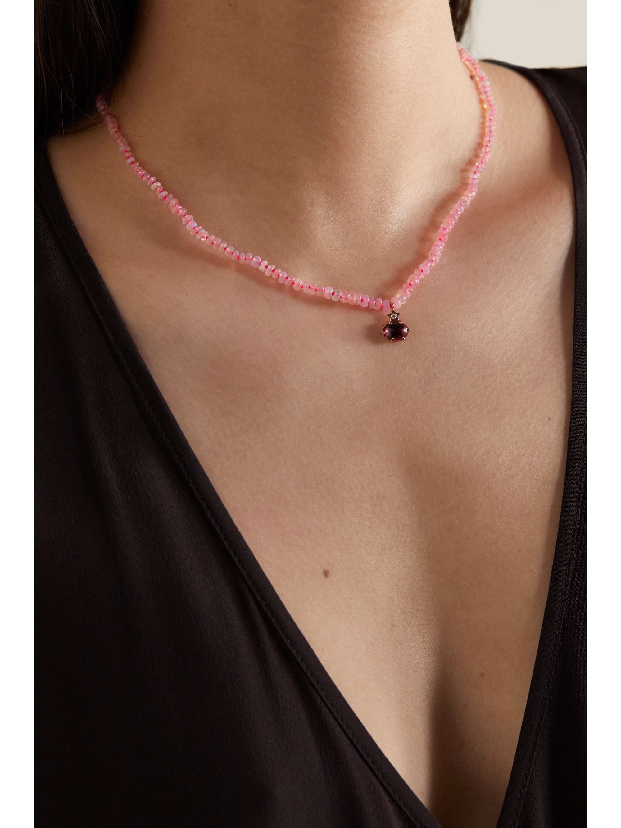 ANDREA FOHRMAN Mini Cosmo 14-karat rose gold multi-stone necklace