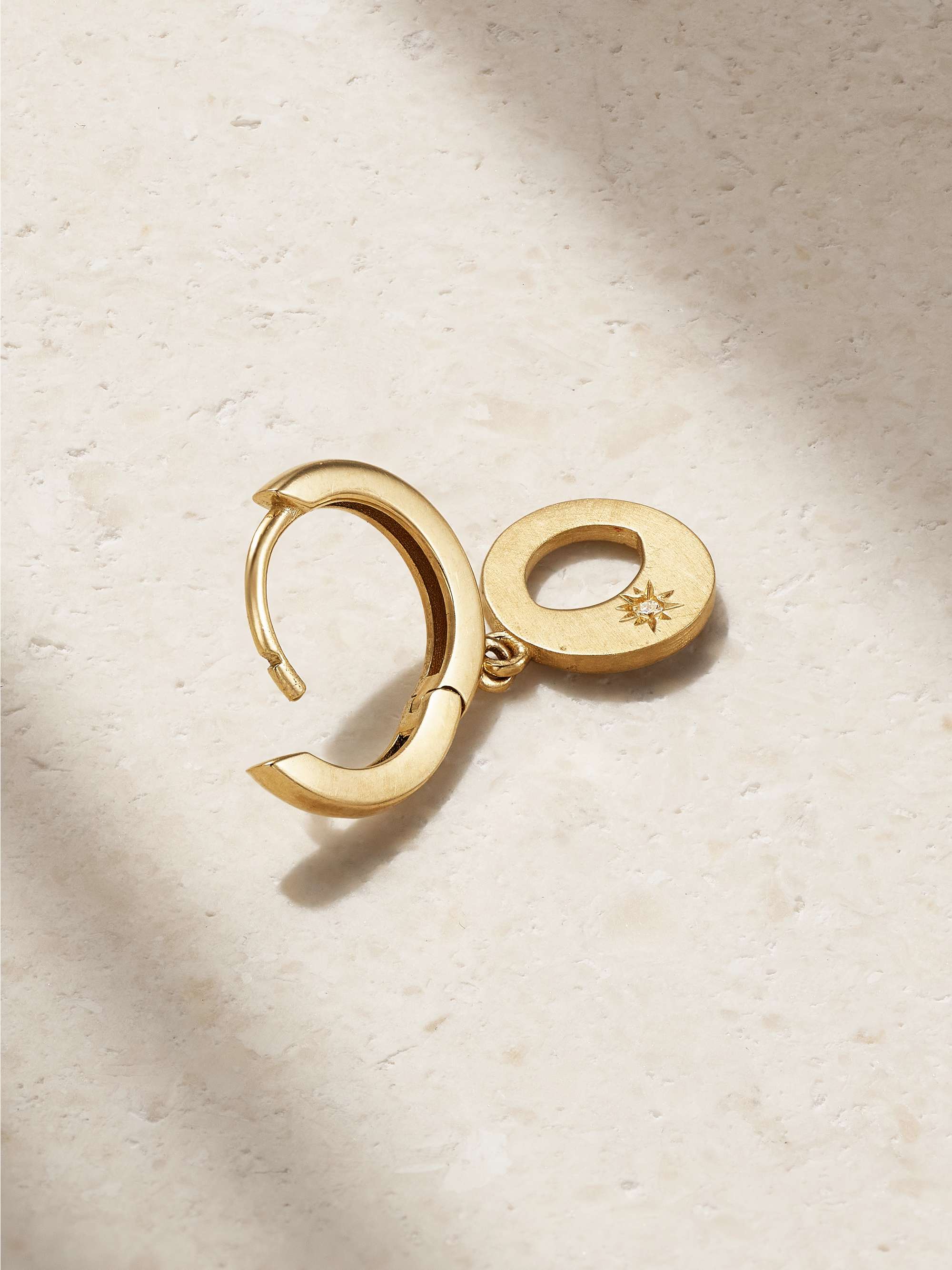 ANDREA FOHRMAN Mini Waning/ Waxing Gibbous 14-karat gold diamond single hoop earring