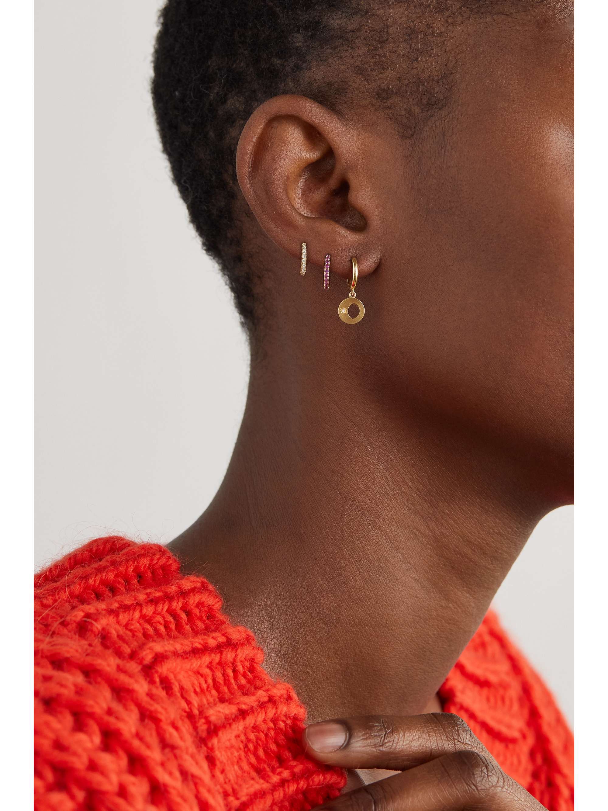 ANDREA FOHRMAN Mini Waning/ Waxing Gibbous 14-karat gold diamond single hoop earring