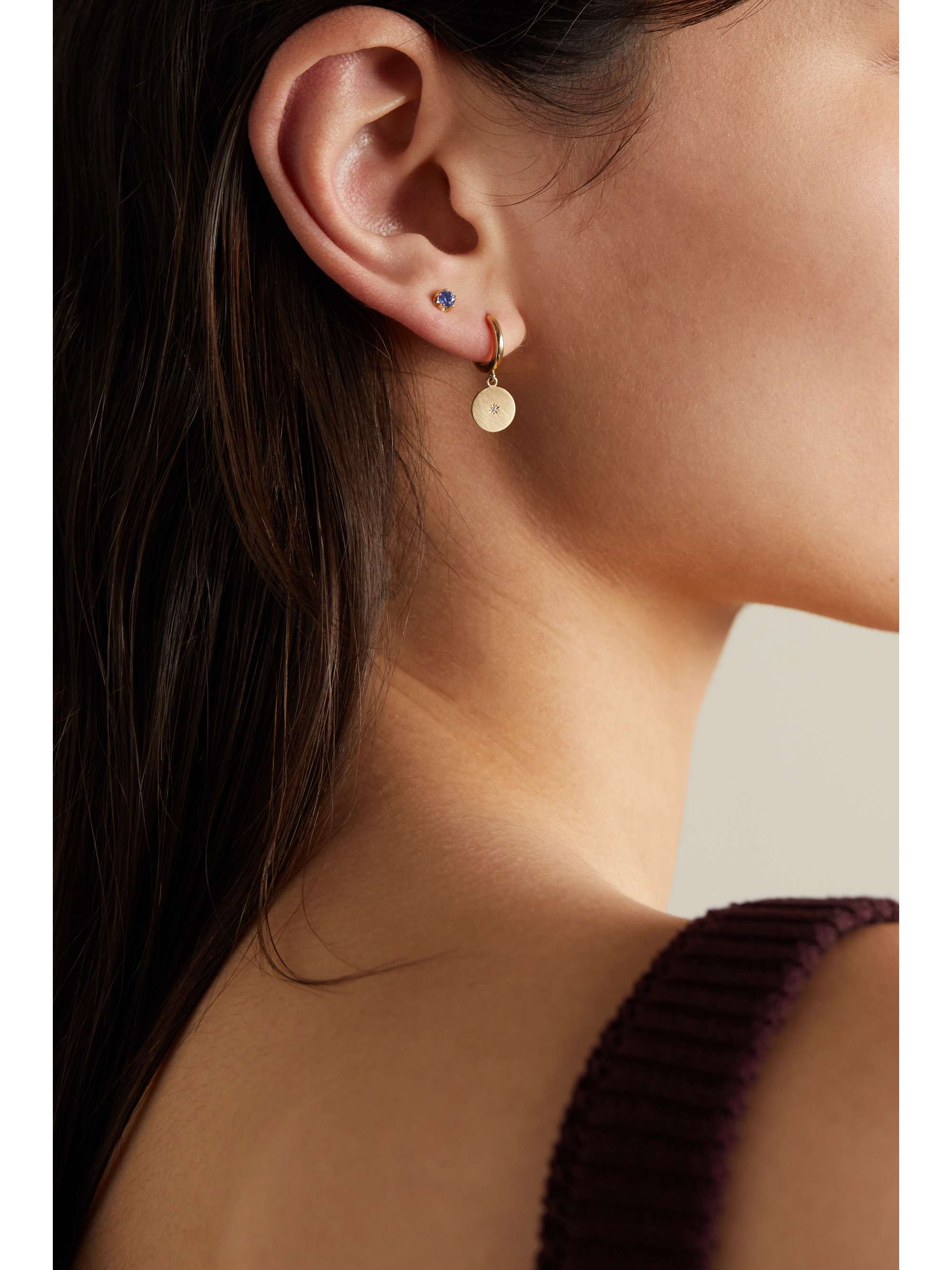 ANDREA FOHRMAN 14-karat gold sapphire single earring