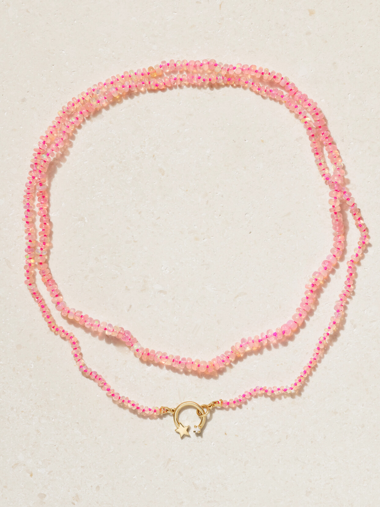 Andrea Fohrman Shooting Star 14-karat Gold, Opal And Diamond Necklace In Pink