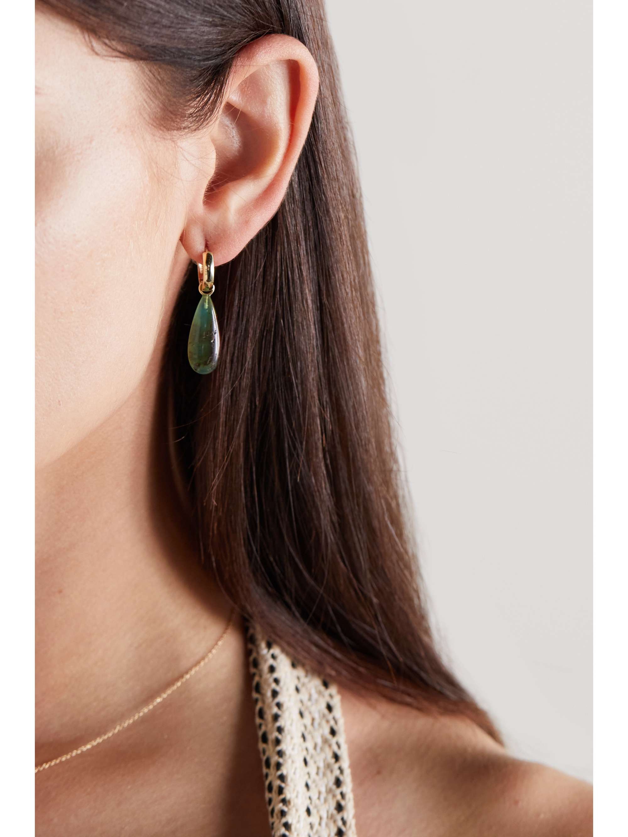 ANDREA FOHRMAN 14-karat gold chrysoprase hoop earrings