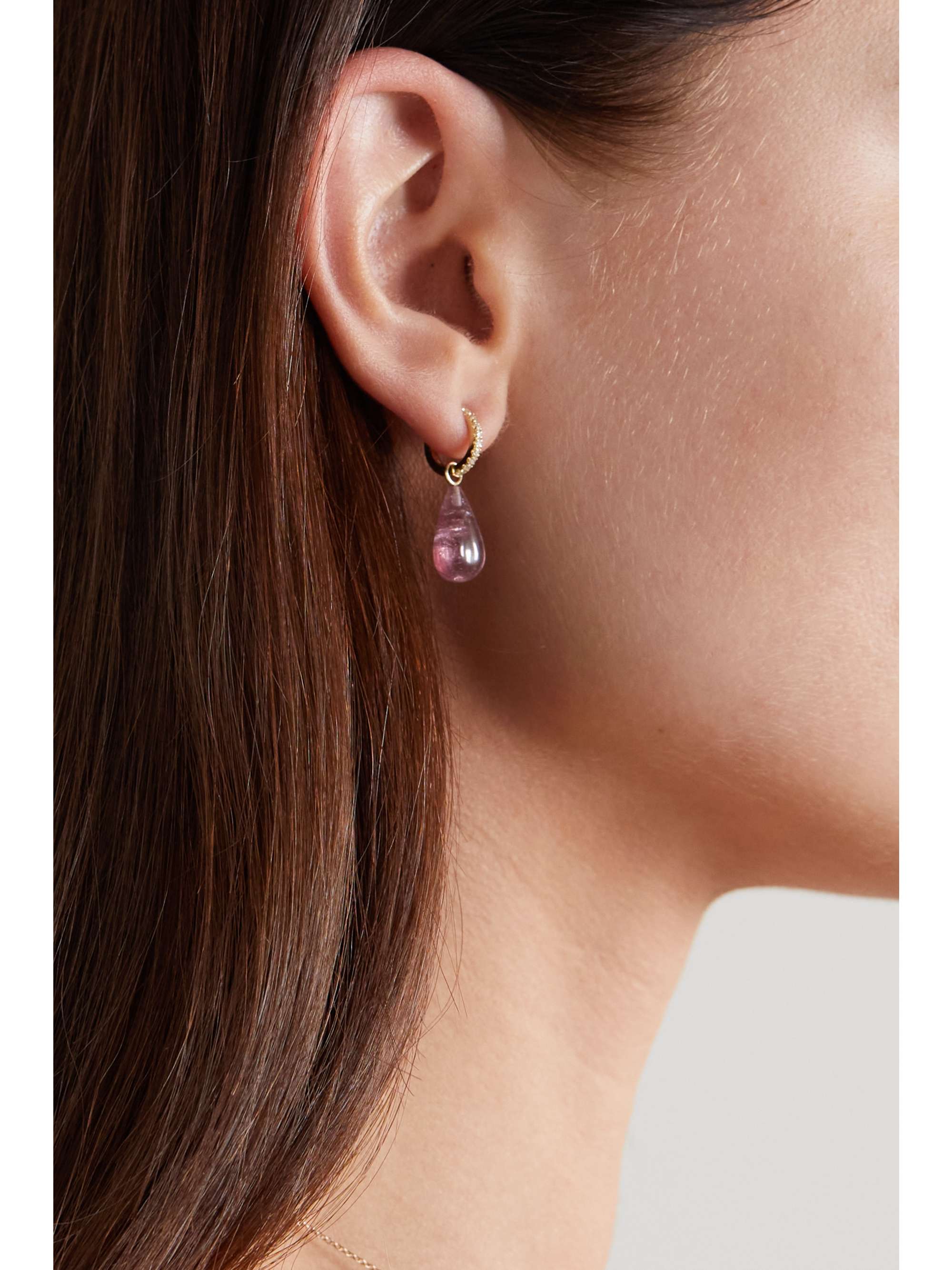 ANDREA FOHRMAN 14-karat gold, tourmaline and diamond hoop earrings