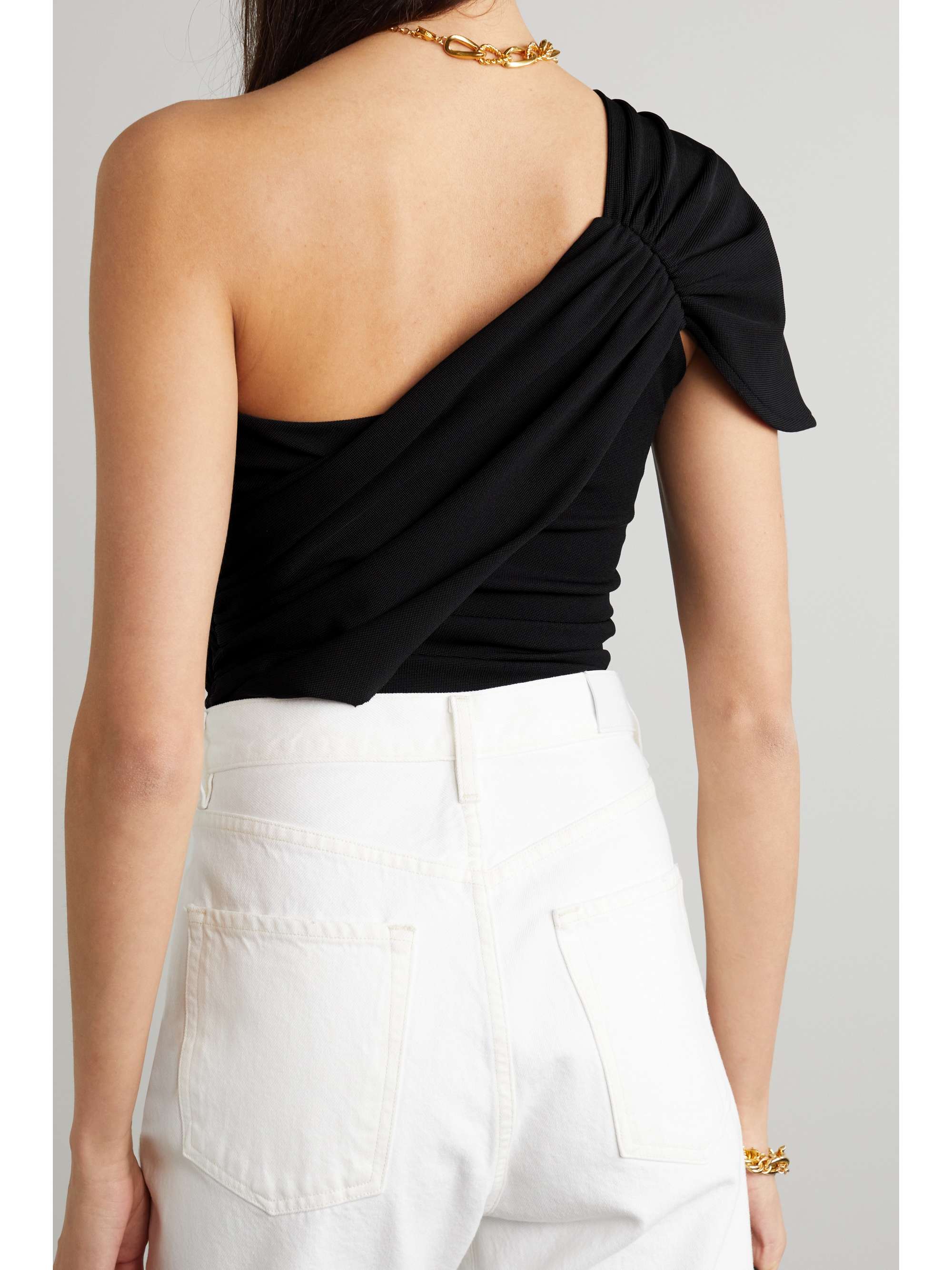 GOLDSIGN The Riza one-shoulder draped stretch-jersey bodysuit