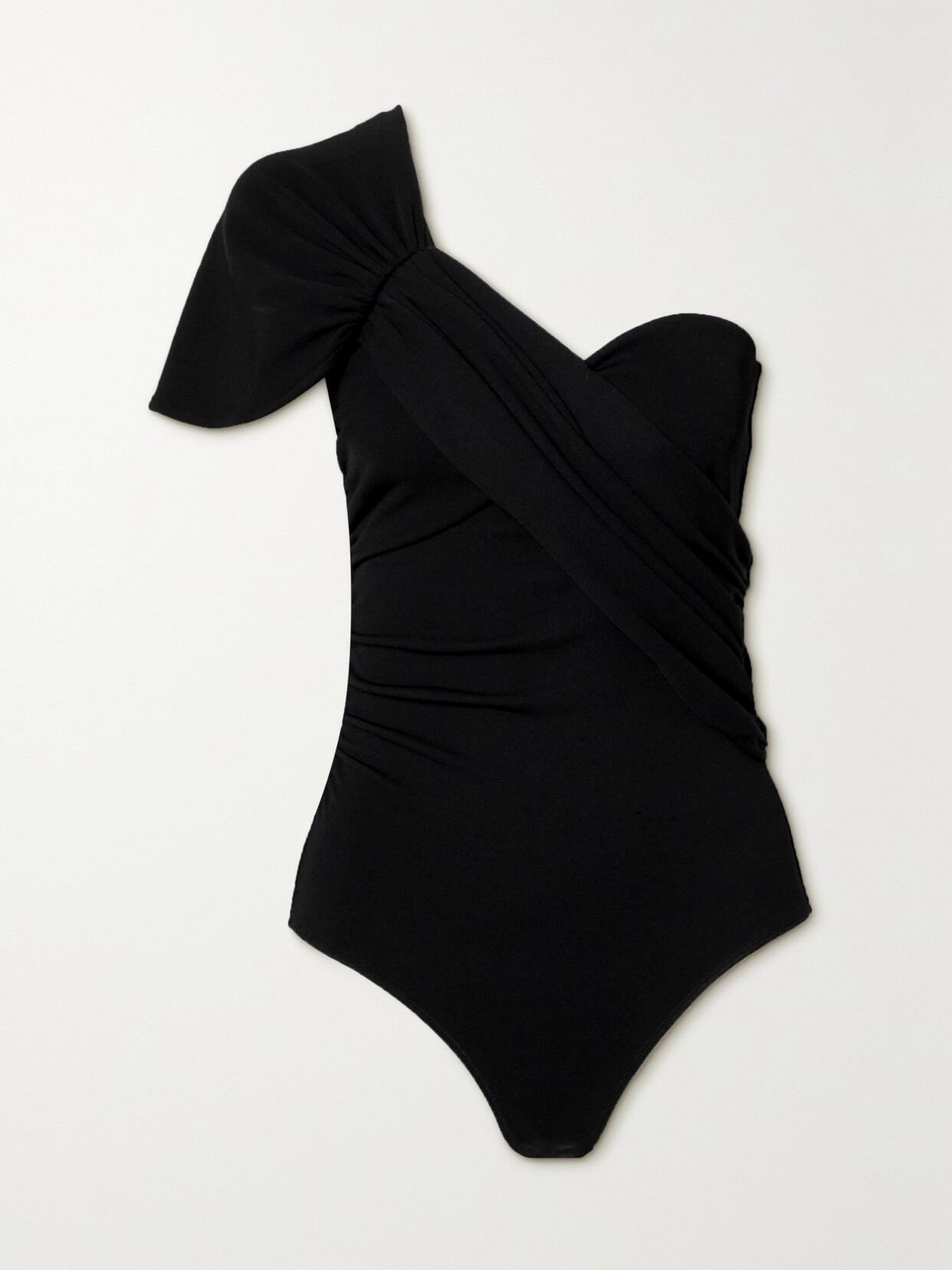 Goldsign The Riza One-shoulder Draped Stretch-jersey Bodysuit In Black
