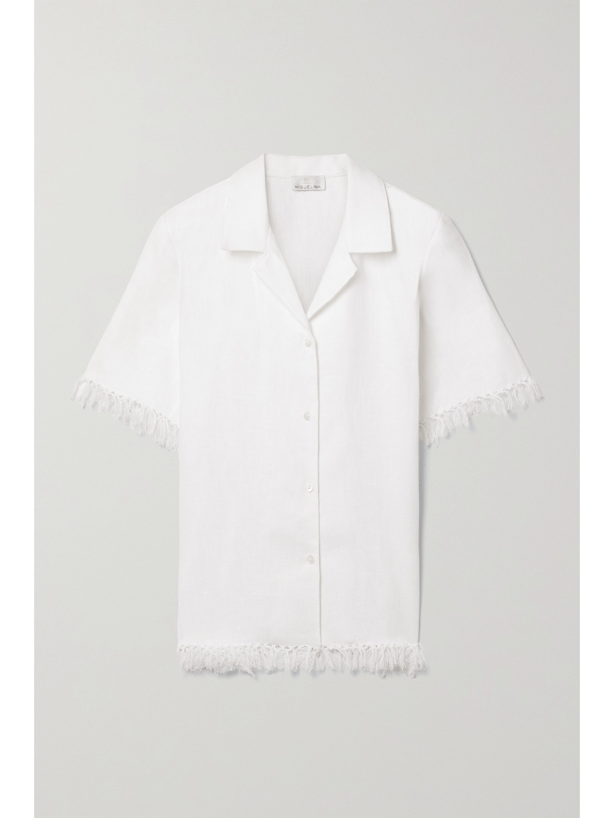 Miguelina Briar Fringed Linen Shirt In White