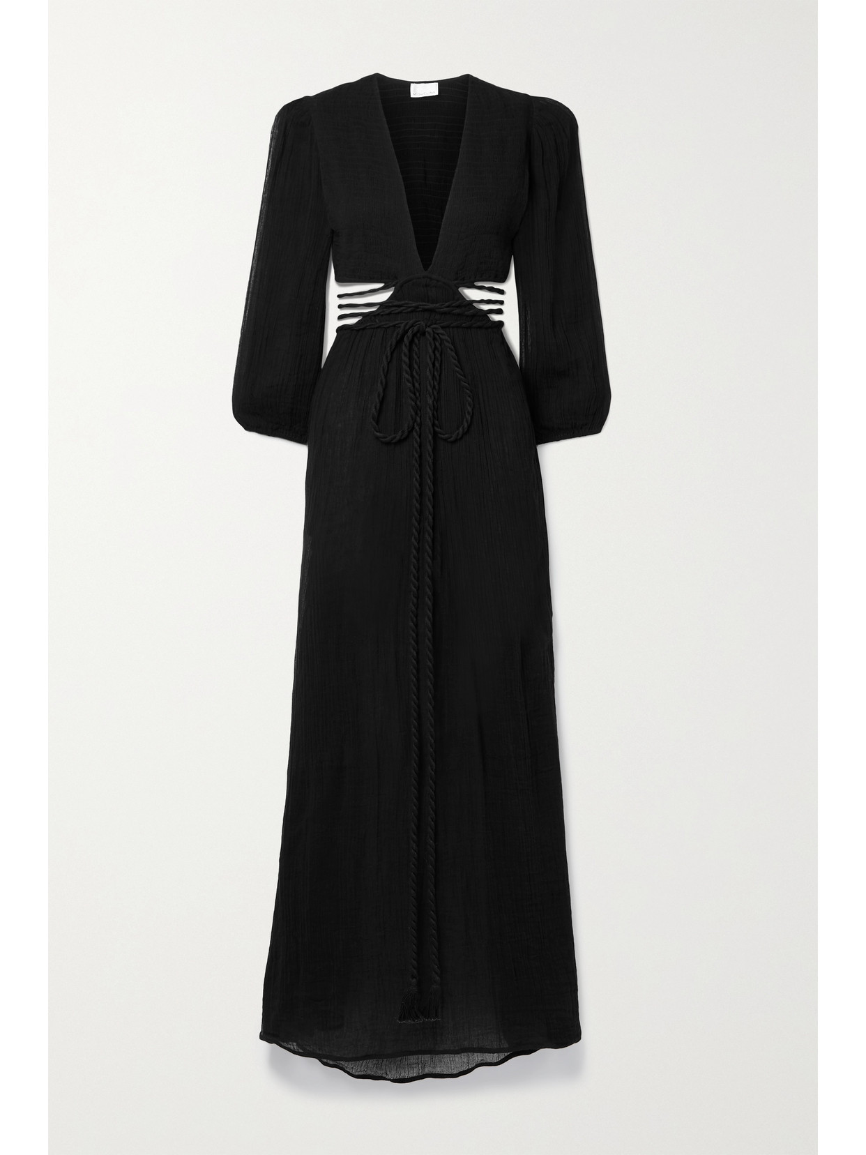 Miguelina Farrah Cutout Shirred Cottongauze Maxi Dress In Black ModeSens