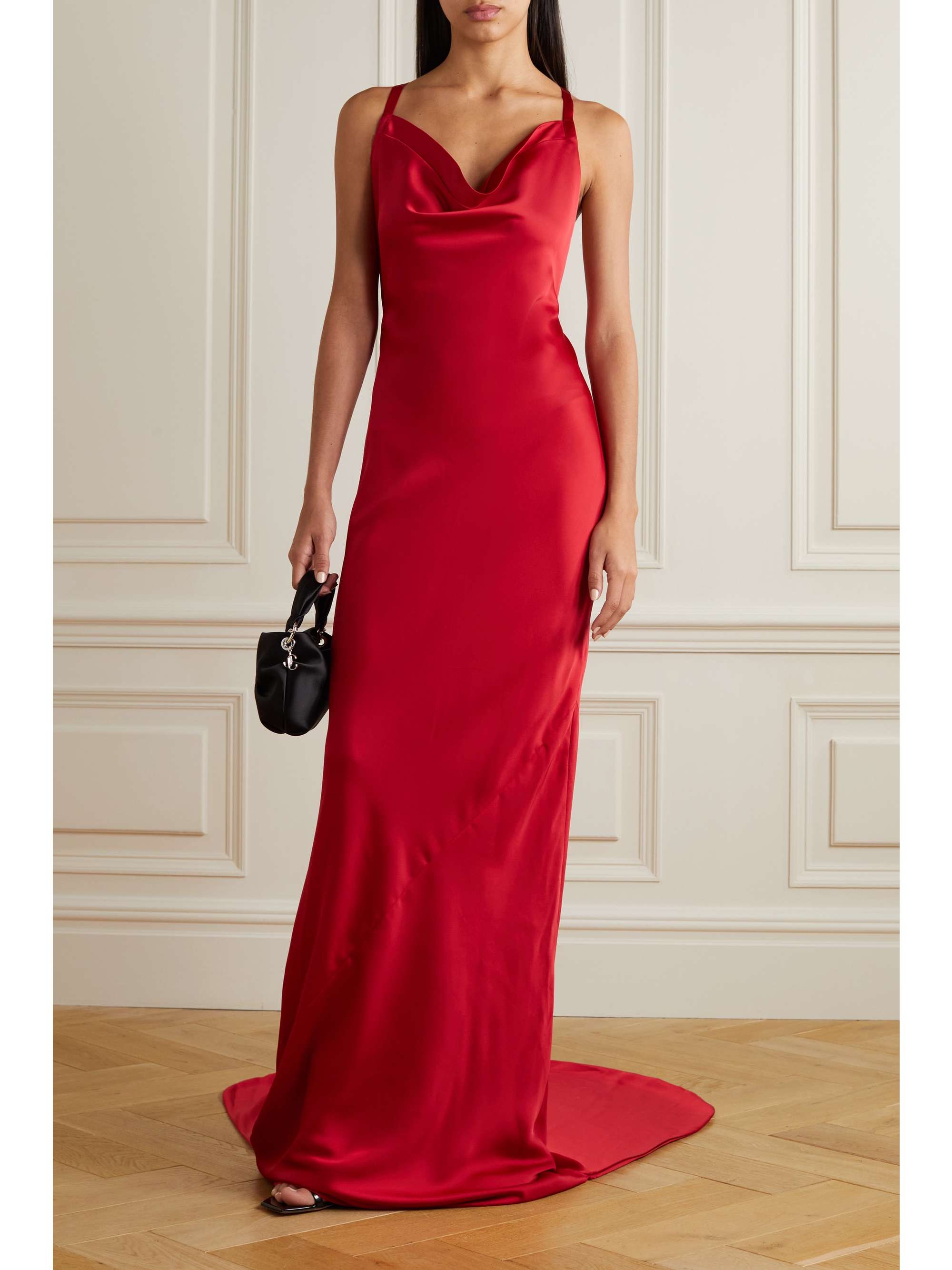 NORMA KAMALI Open-back draped duchesse-satin maxi dress