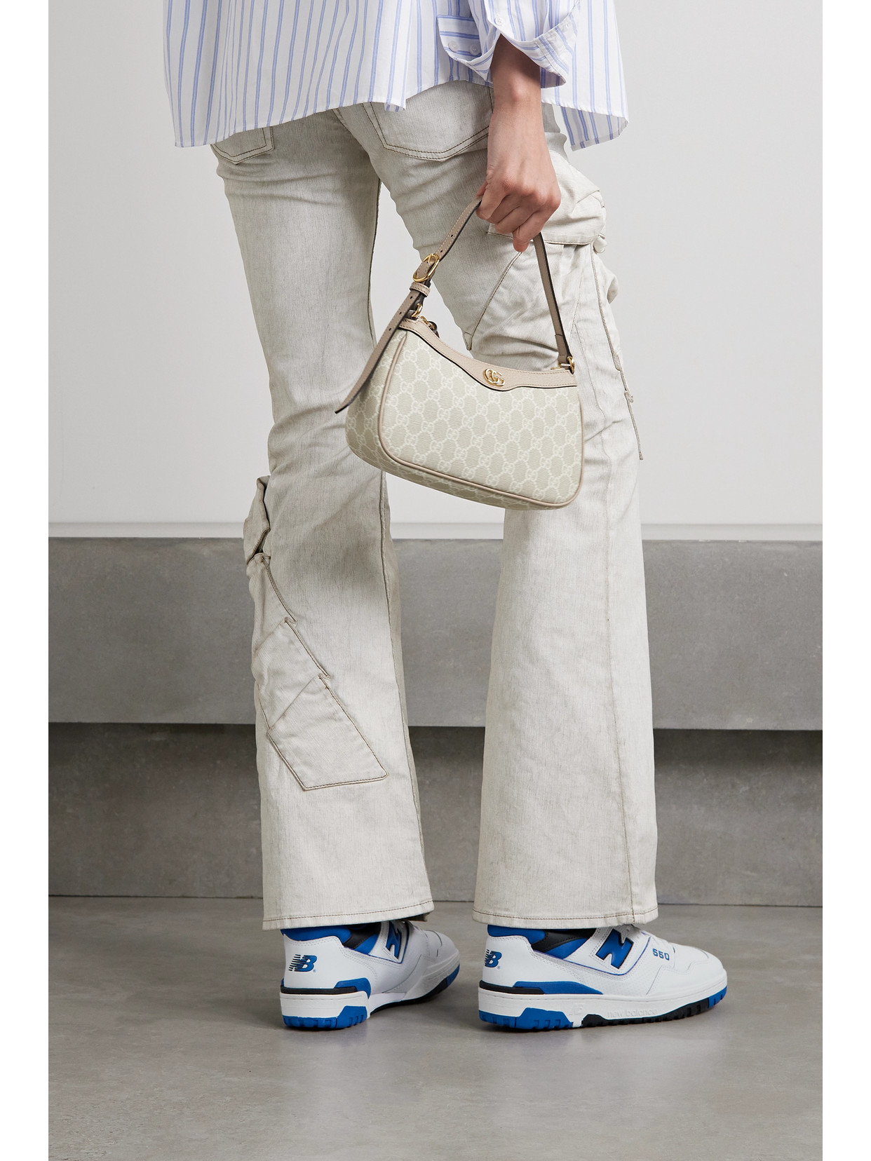 New Balance 550 Rubber And Mesh-trimmed Leather Sneakers In White