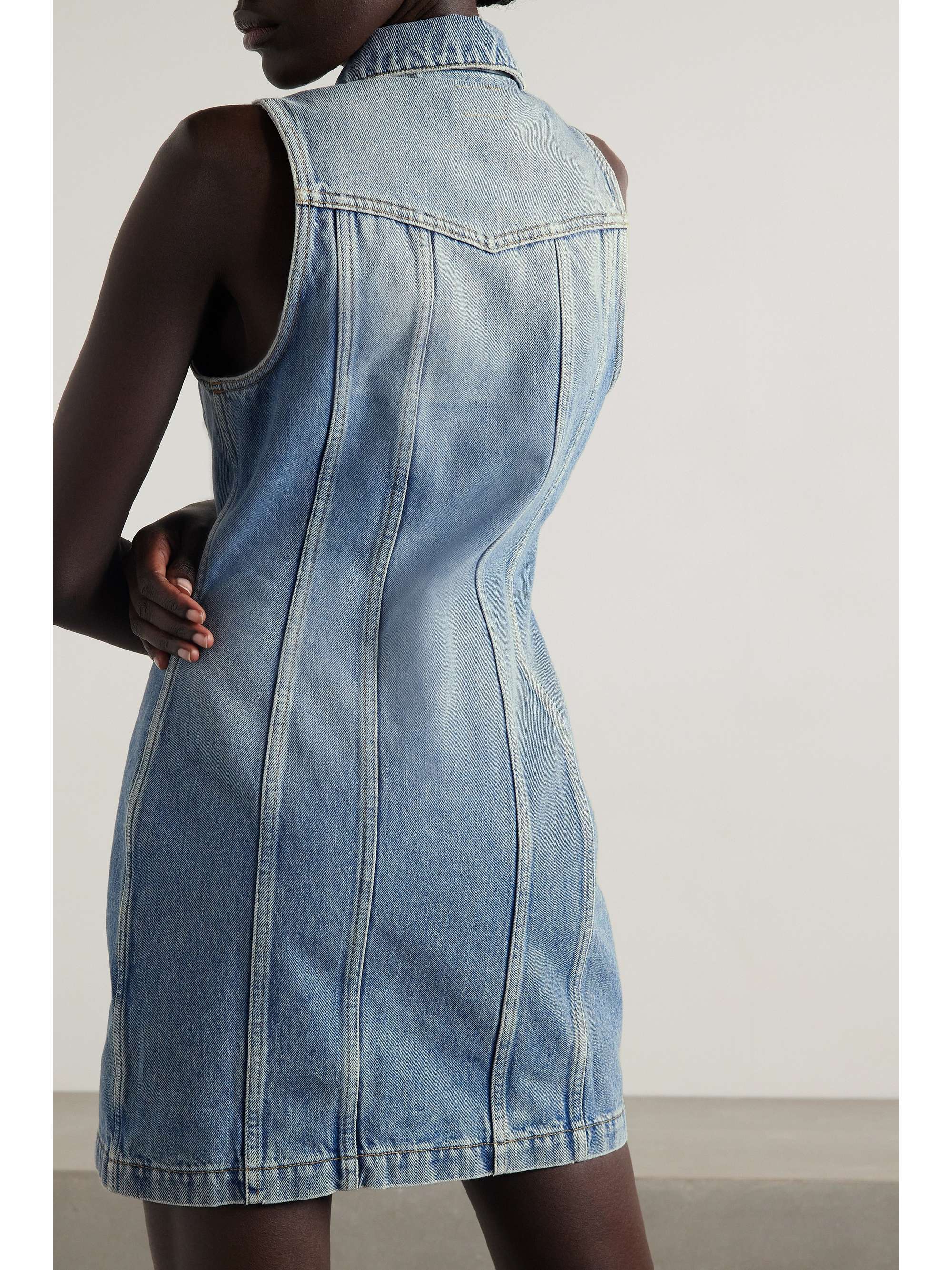 Blue Paneled denim mini dress | SAINT 