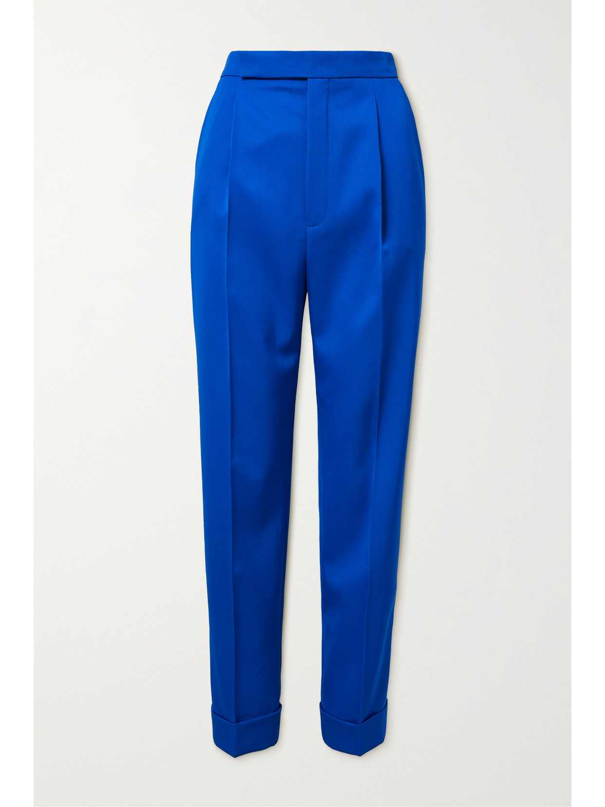 Saint Laurent High-rise Wool Gabardine Pants In Blue