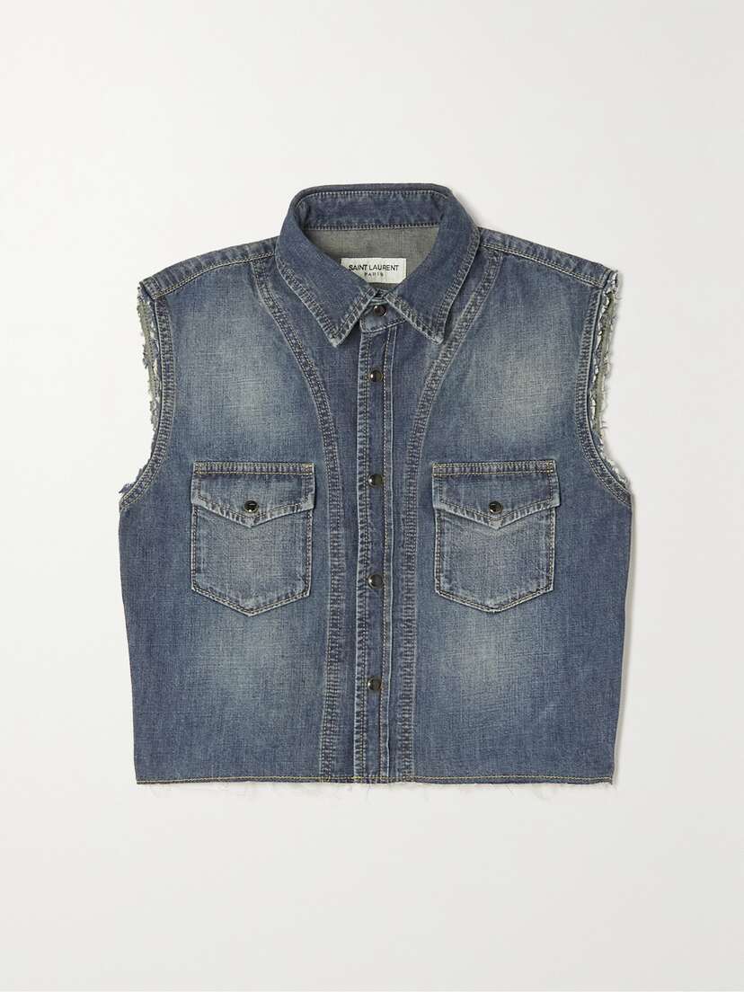 SAINT LAURENT Frayed Denim Vest