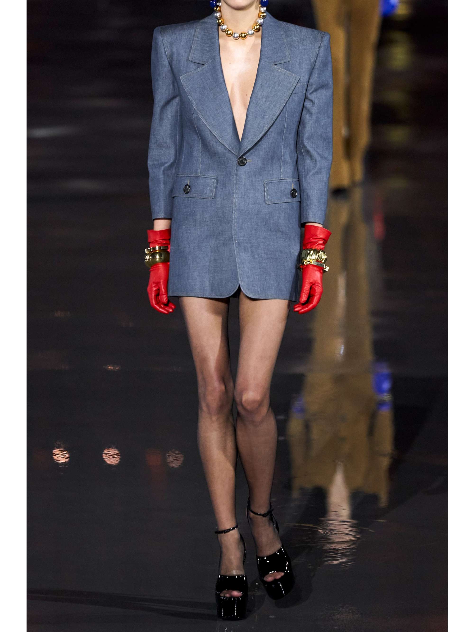 Blue Denim mini dress | SAINT LAURENT 