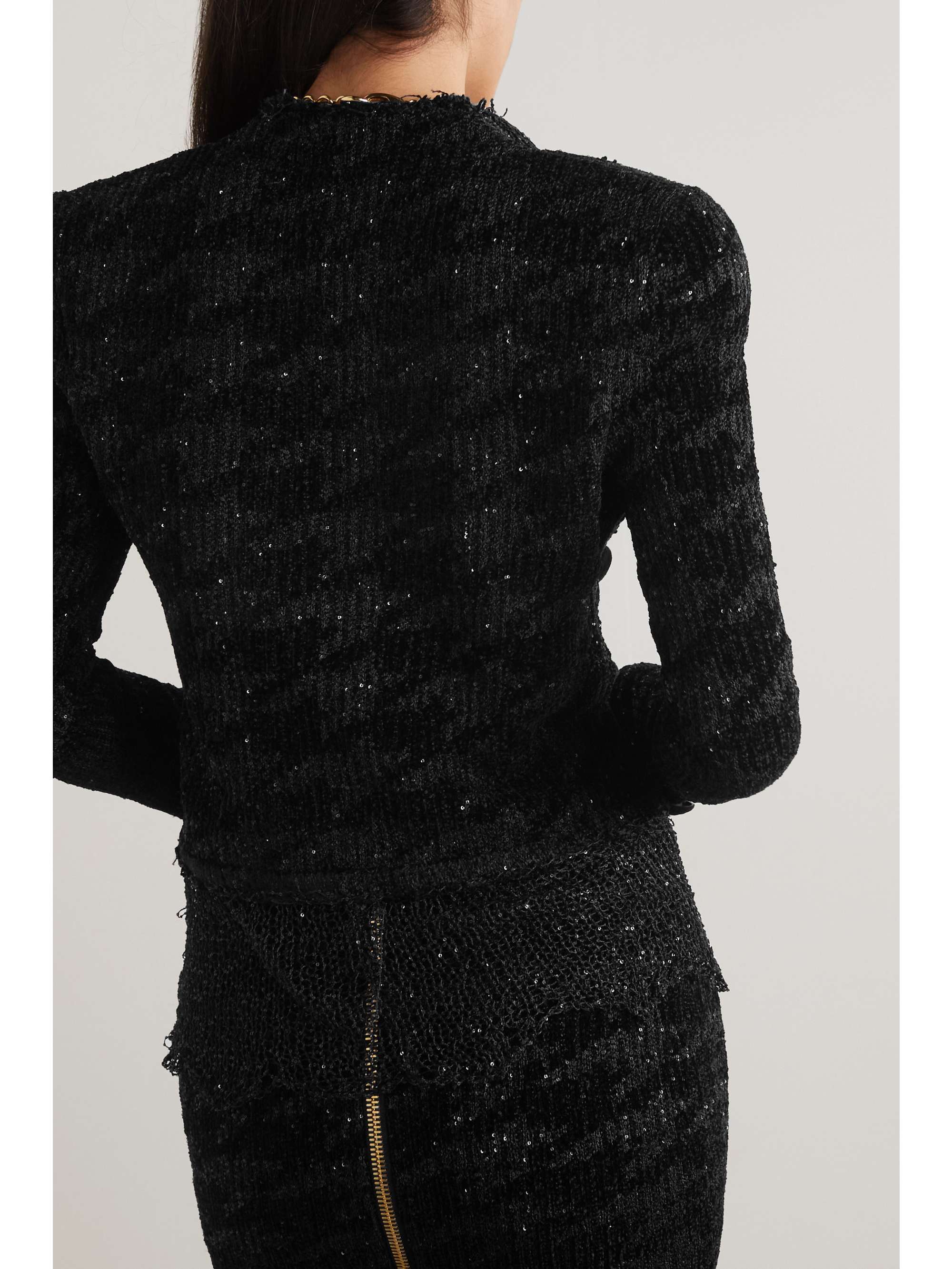 BALMAIN Spencer sequin-embellished jacquard-knit jacket
